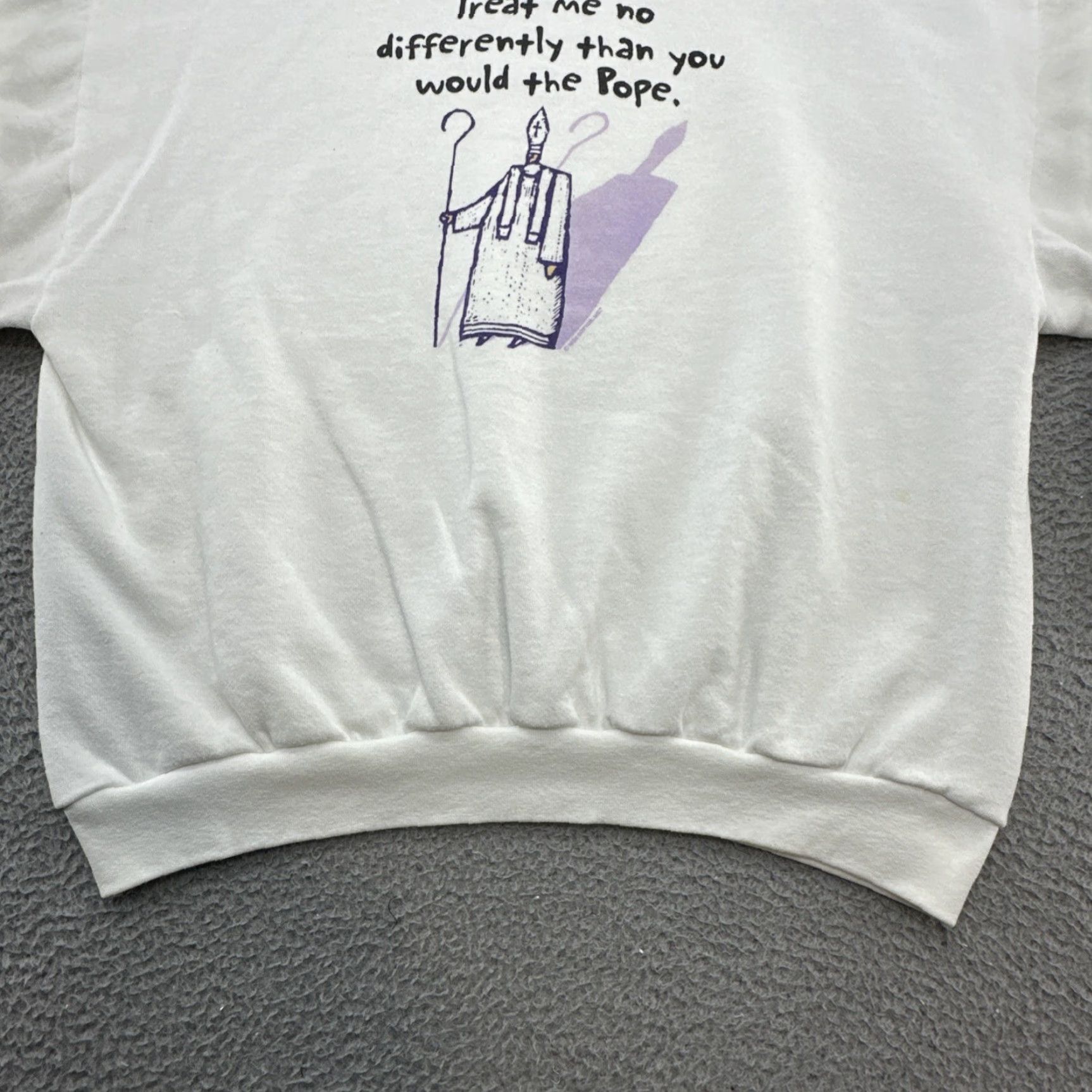Vintage VINTAGE 1990s High Cotton Sweatshirt Treat Me No Differently Than The Pope Men XXL White Cotton Graphic Tee Size US XXL / EU 58 / 5 - 5 Thumbnail