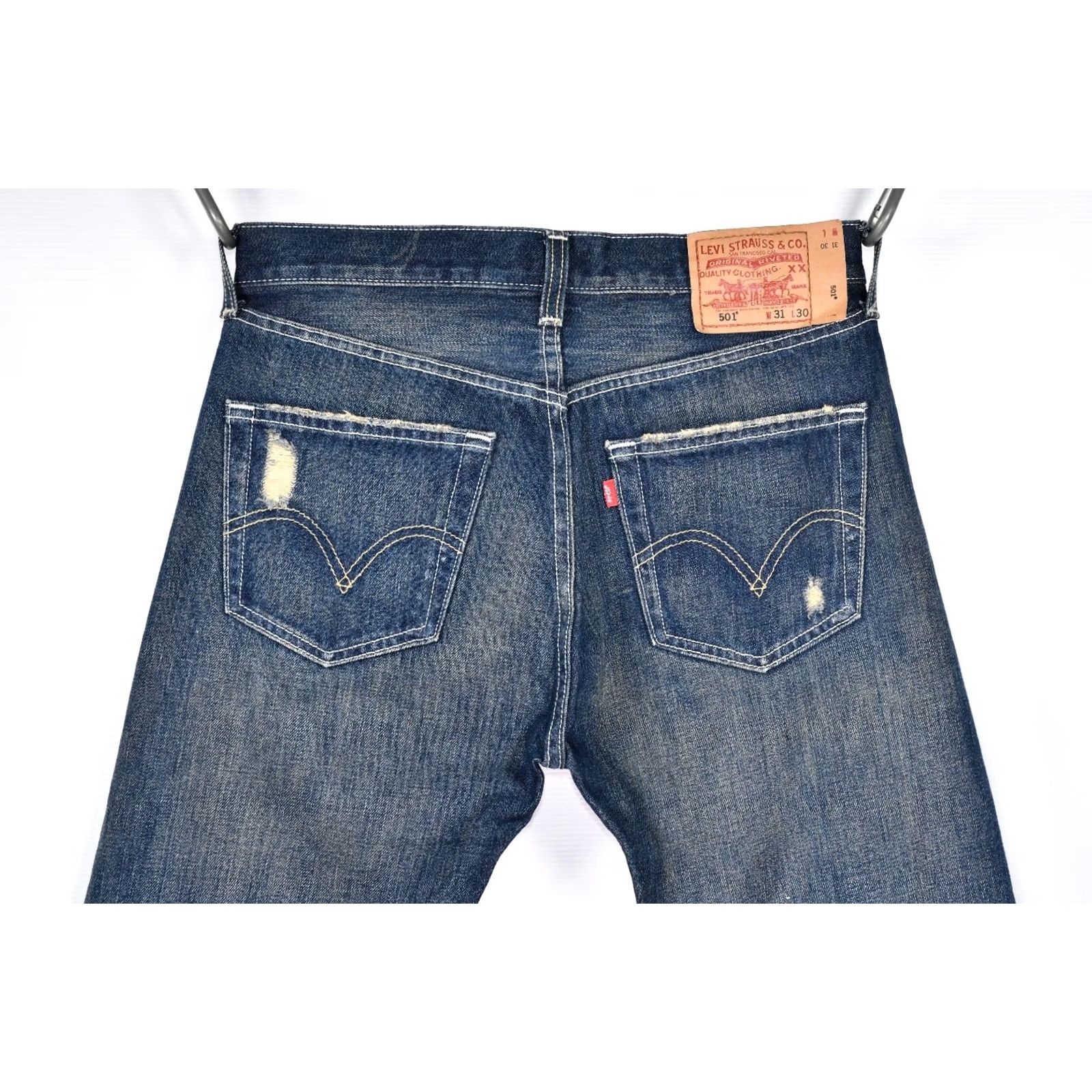 Levi's Levi's 501 Jeans Distressed Mens W31/L30 Straight Button Fly Casual Blue Denim 5-Pocket Vintage No N/A Size US 31 - 5 Thumbnail