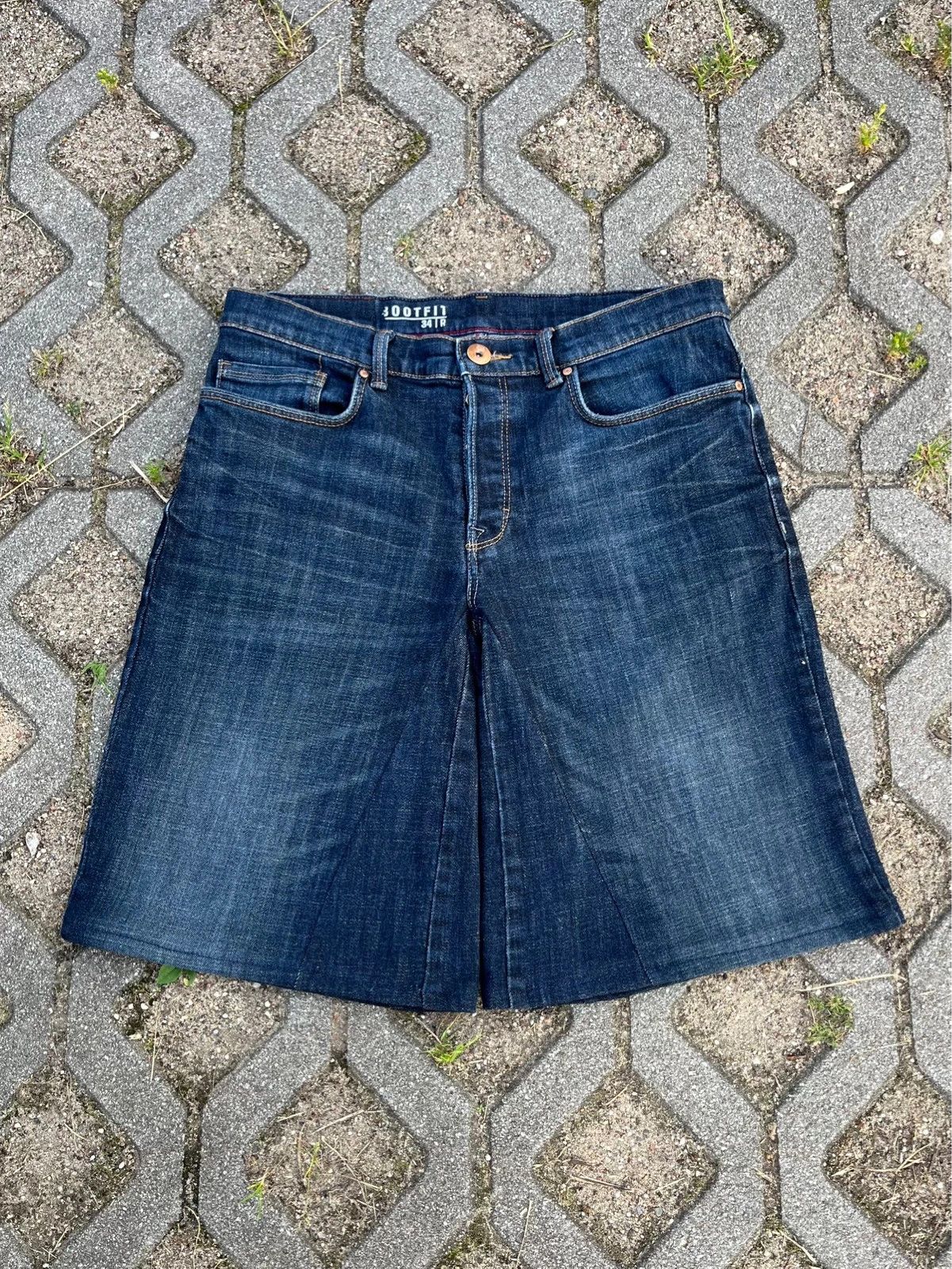 Handmade Vintage Custom Reworked Upcycled Denim Baggy Shorts Size US 32 / EU 48 - 2 Thumbnail