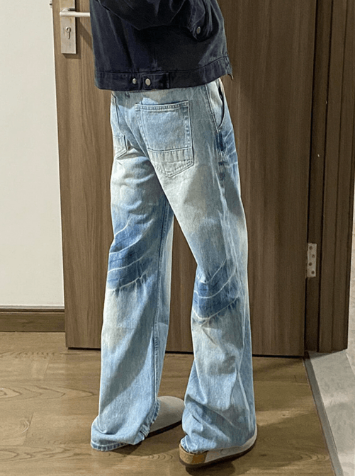 Japanese Brand × Jean Washed blue straight street cleanfit scimitar flared jeans Size US 32 / EU 48 - 3 Thumbnail