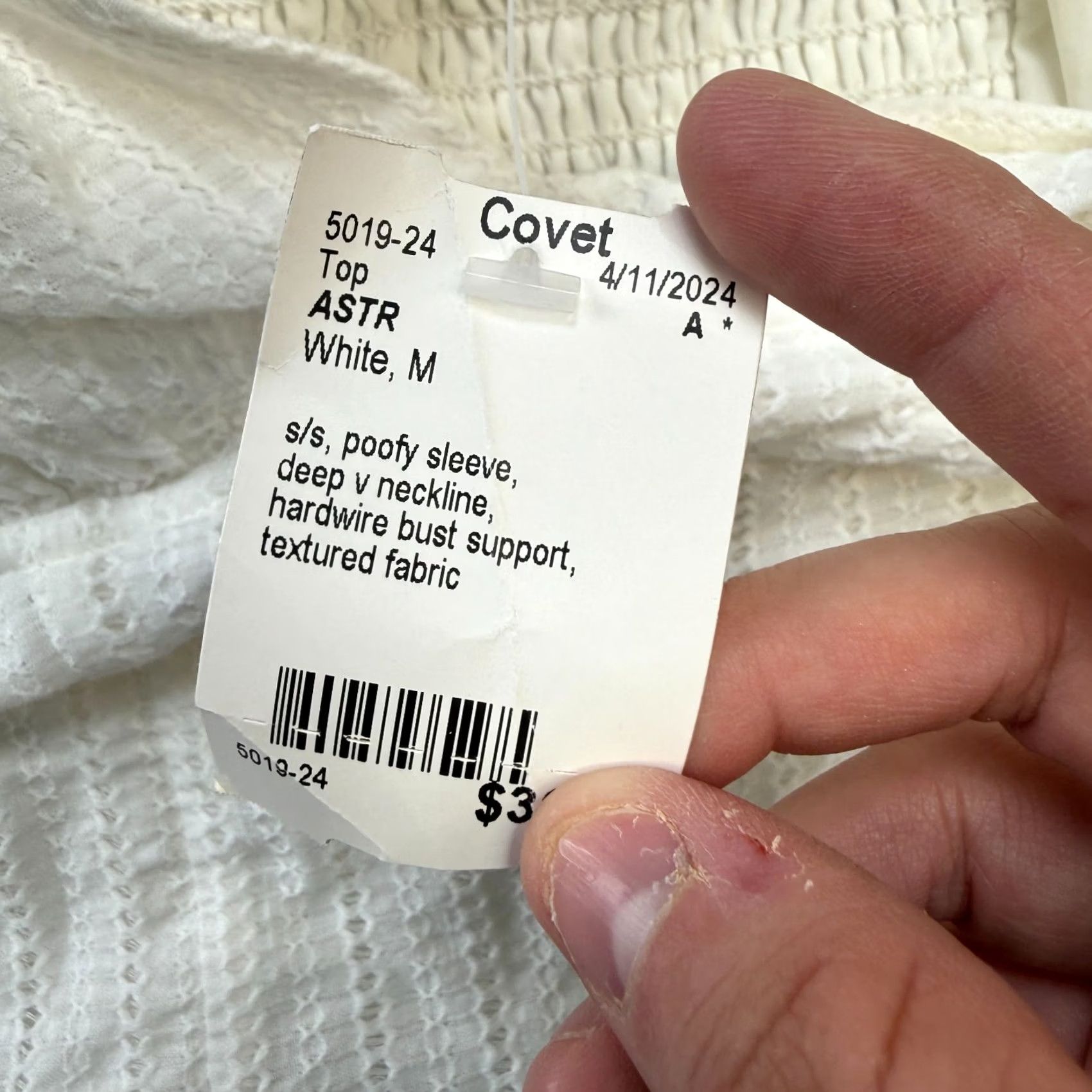 ASTR The Label ASTR The Label Top Women M White Sweetheart Puff Sleeve Blouse Skill: Casual Party/Cocktail, Travel Size M / US 6-8 / IT 42-44 - 7 Thumbnail
