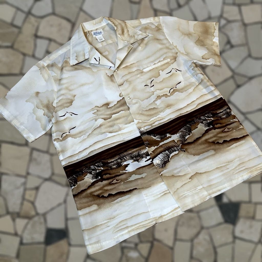 Vintage VINTAGE Kole Kole Hawaiian Camp Shirt Men Large Button-Up Short Sleeve Ivory Graphic Print 60s 70s Nautical Tropical USA Hipster Art Vntg Size US M / EU 48-50 / 2 - 1 Thumbnail