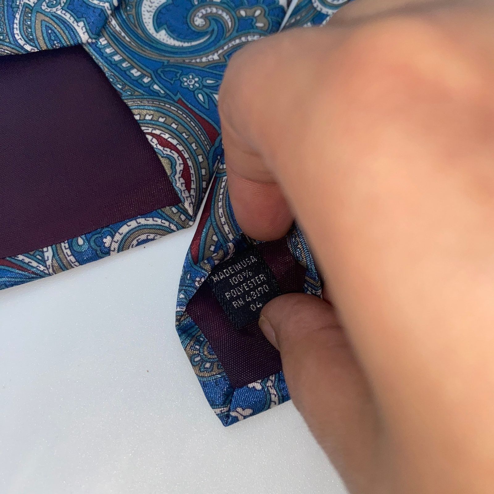 Other Italianissimo Red Blue White Paisley Polyester Neck Tie 59" Size ONE SIZE - 5 Thumbnail