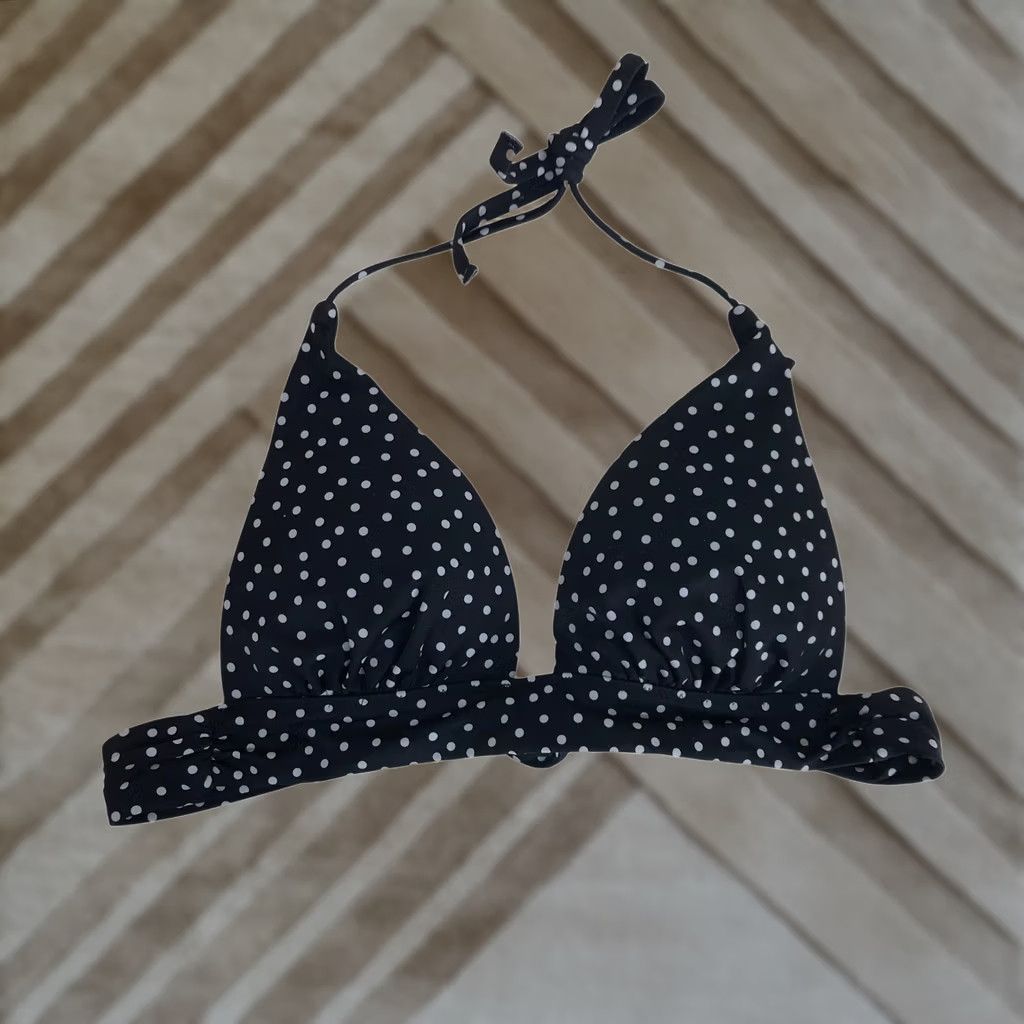 Victoria's Secret Victorias Secret Triangle Bikini Top Womens XS Black White Polka Dot Halter Size XS / US 0-2 / IT 36-38 - 1 Thumbnail