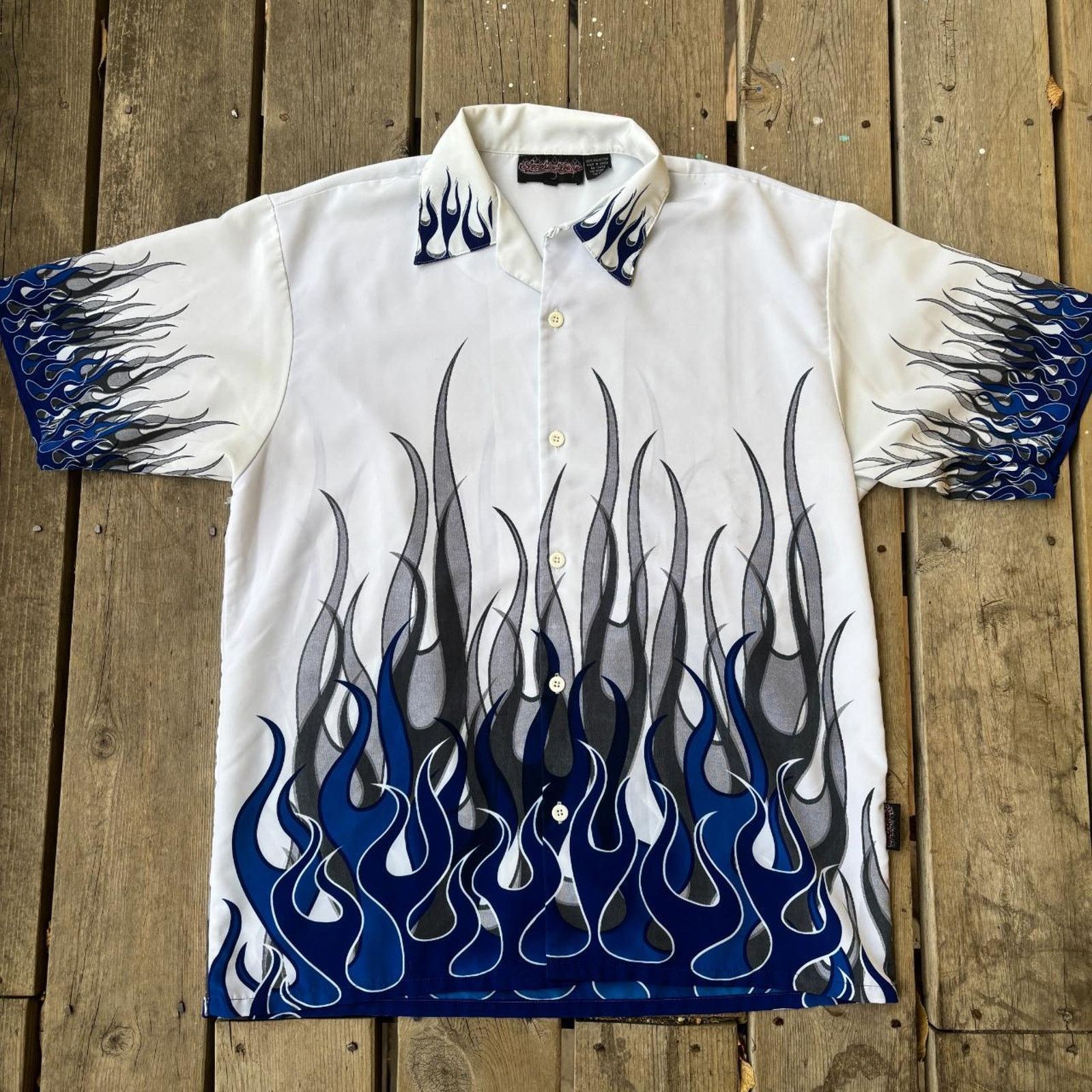 Vintage Maximum aura y2k edgy flames shirt, guy fieri-core shirt Size US XL / EU 56 / 4 - 1 Thumbnail