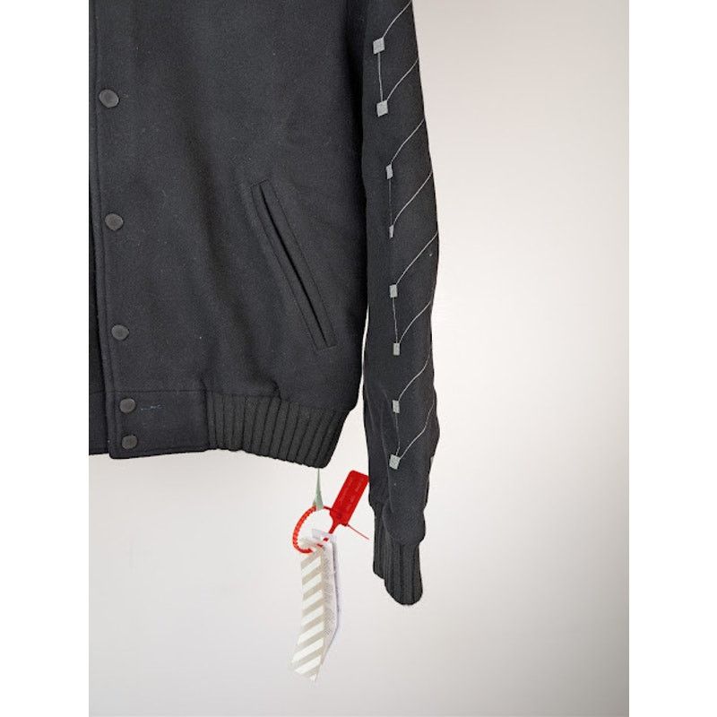 Off-White o1rshd1 Virgil Abloh Arrows Varsity Jacket in Black / White Size US M / EU 48-50 / 2 - 7 Thumbnail