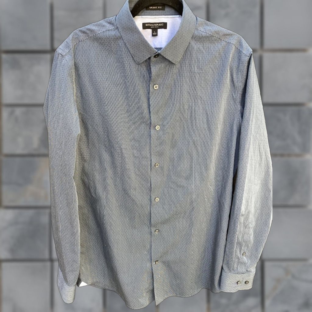Banana Republic Banana Republic Button-Down Shirt Blue LS Button-Up Men’s L 16 Grant Fit Cotton Size US L / EU 52-54 / 3 - 1 Thumbnail