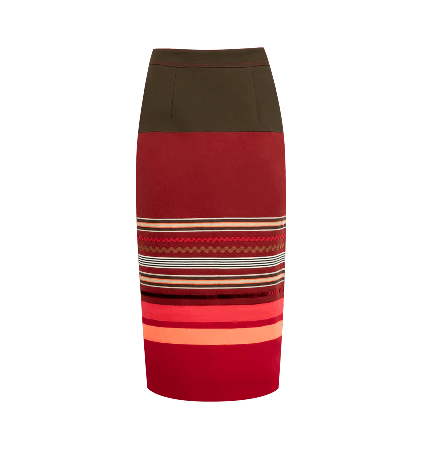 Christopher John Rogers o1h1sh11225 Embroidered Colorblock Skirt in Multicolor Size 28" / US 6 / IT 42 - 1 Thumbnail
