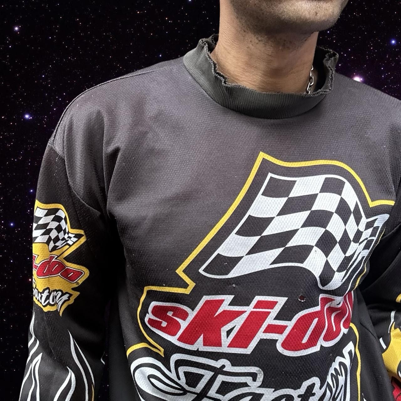 Ski-Doo Vintage Ski Doo Black Flame Motocross Racing Jersey - XXL Size US XXL / EU 58 / 5 - 6 Thumbnail