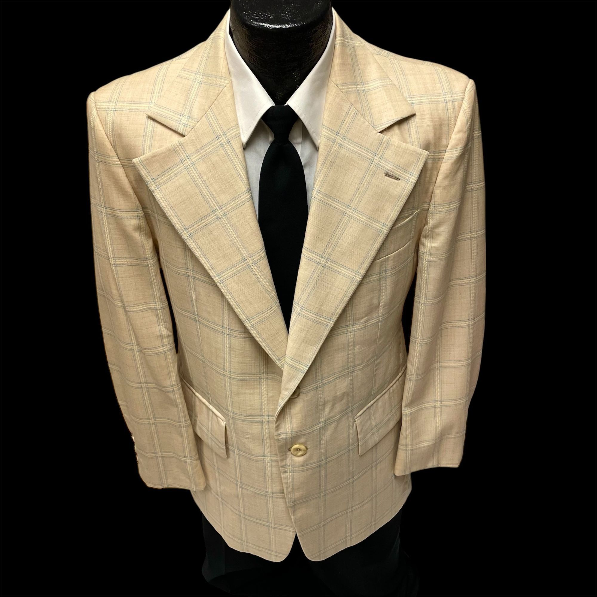 Other 2 pc Vtg Union Made OVERCHECK MoD Disco Bell Bottom Suit Size 38R - 2 Thumbnail