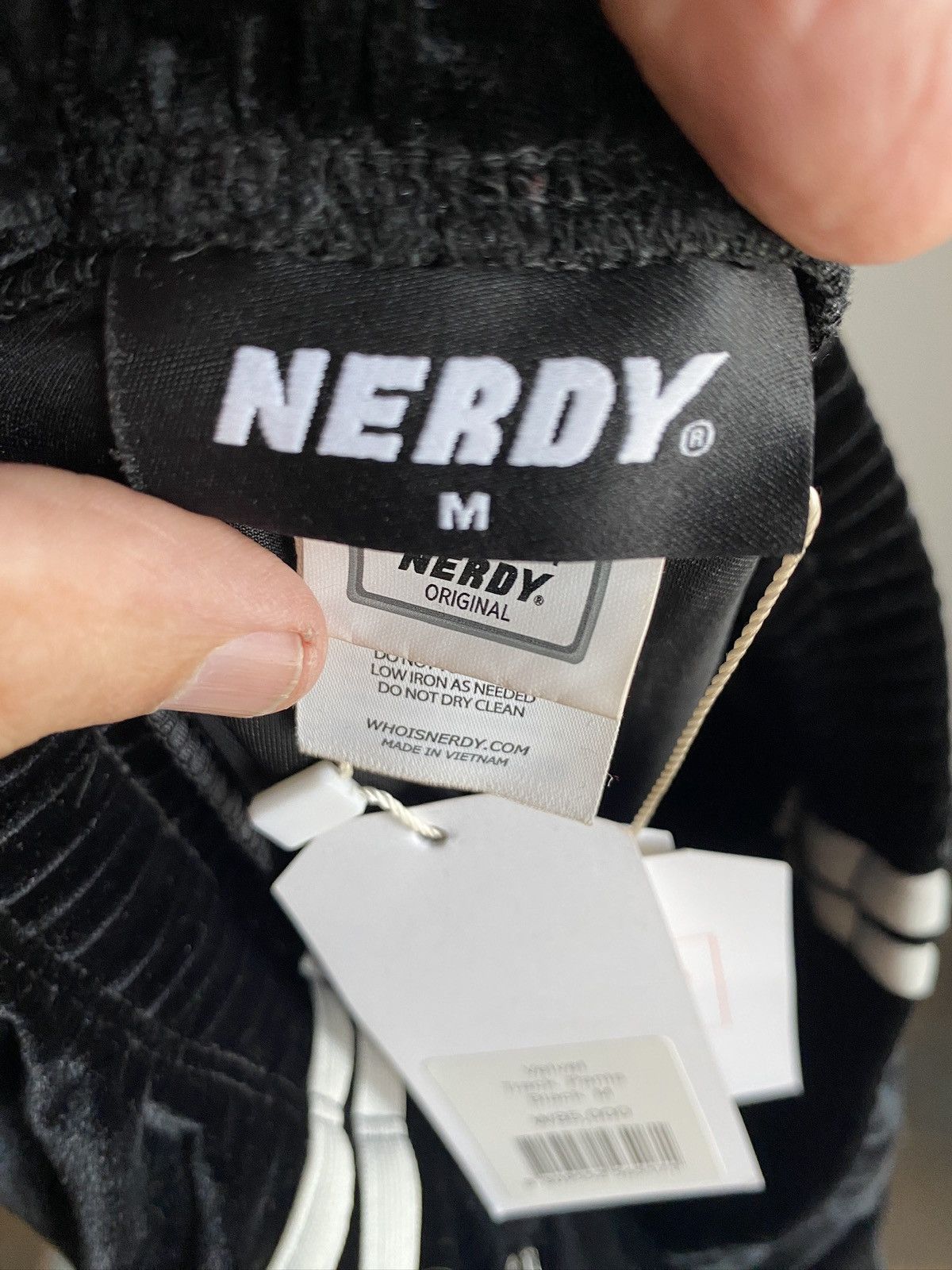 NERDY NERDY Black White Velour Track Suit Pants KPop Idols M Size US 32 / EU 48 - 6 Thumbnail