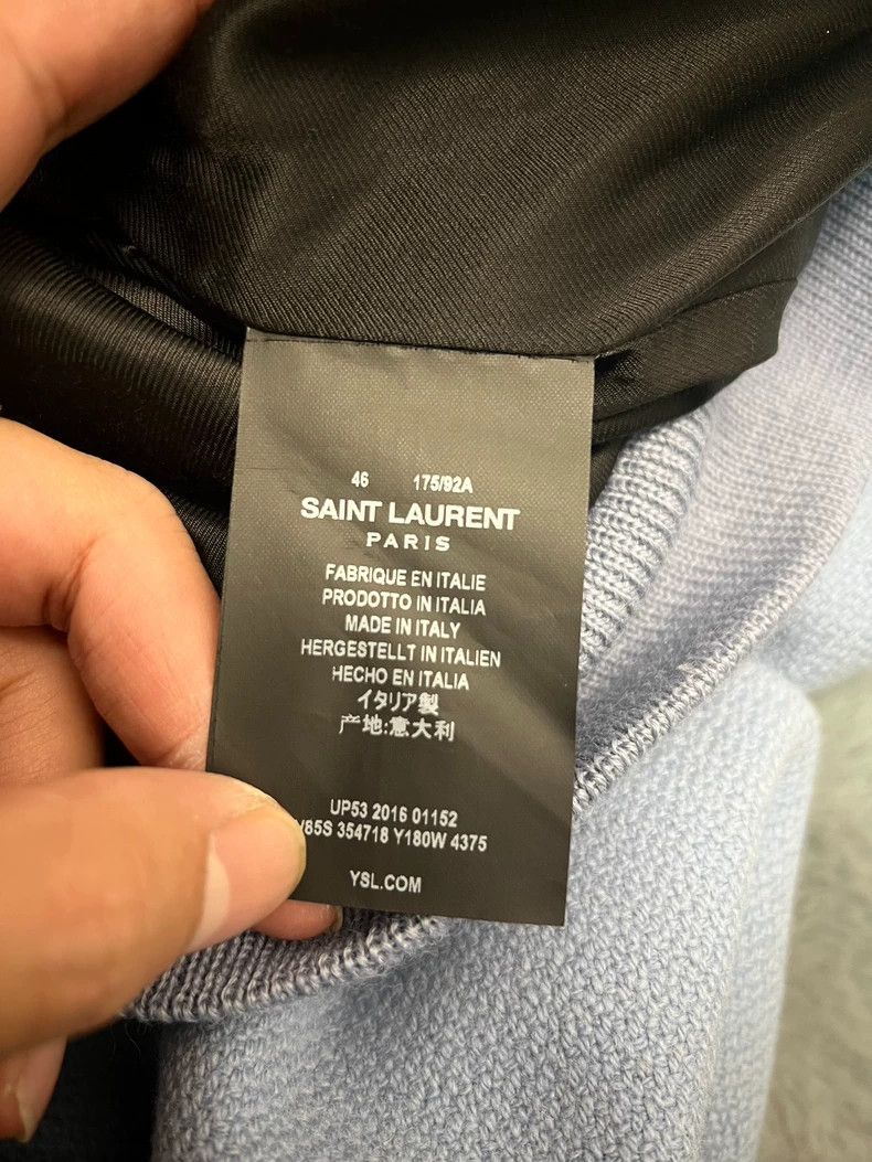 Yves Saint Laurent saint laurent 17ss Blue patchwork wool baseball jacket 2501 Size US S / EU 44-46 / 1 - 6 Thumbnail