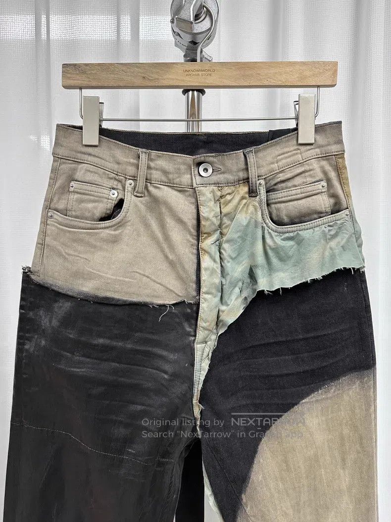 Rick Owens Rick Owens FW22 Bolan Boot cut Patchwork Coated Brushed Wa Size US 31 - 2 Thumbnail