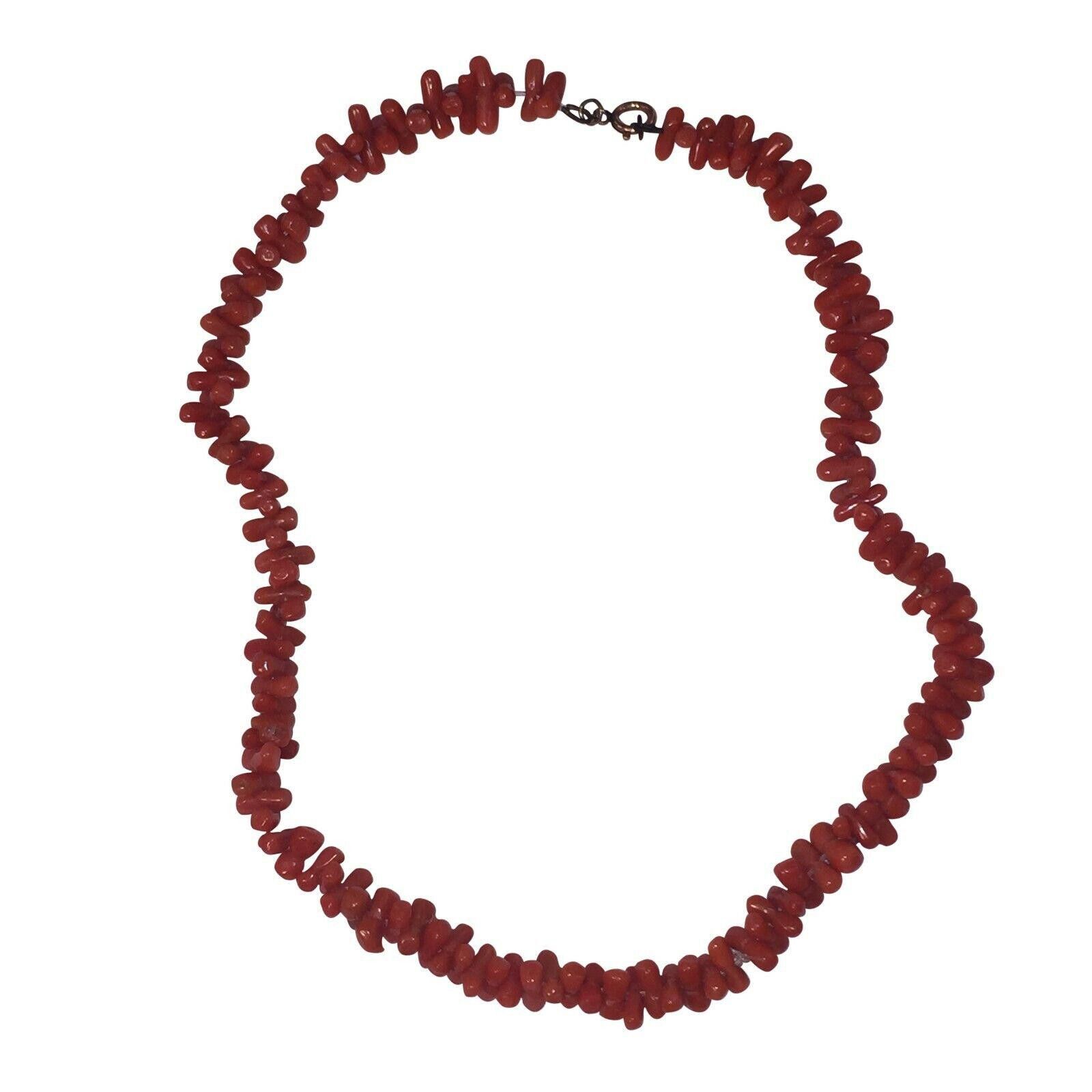 Designer Victorian Hand Carved Red Coral Bead Necklace Size ONE SIZE - 3 Thumbnail