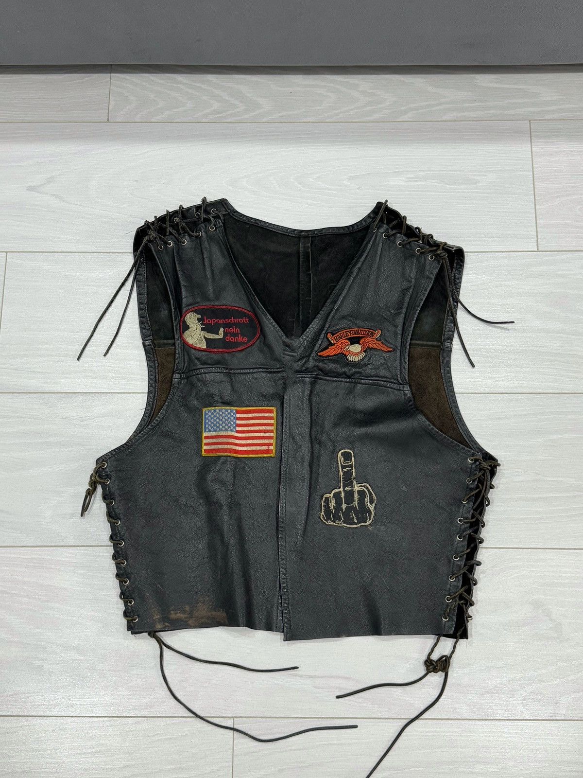 Vintage Vintage Patchwork Early 80s Distressed Harley Davidson Vest Size US S / EU 44-46 / 1 - 1 Thumbnail