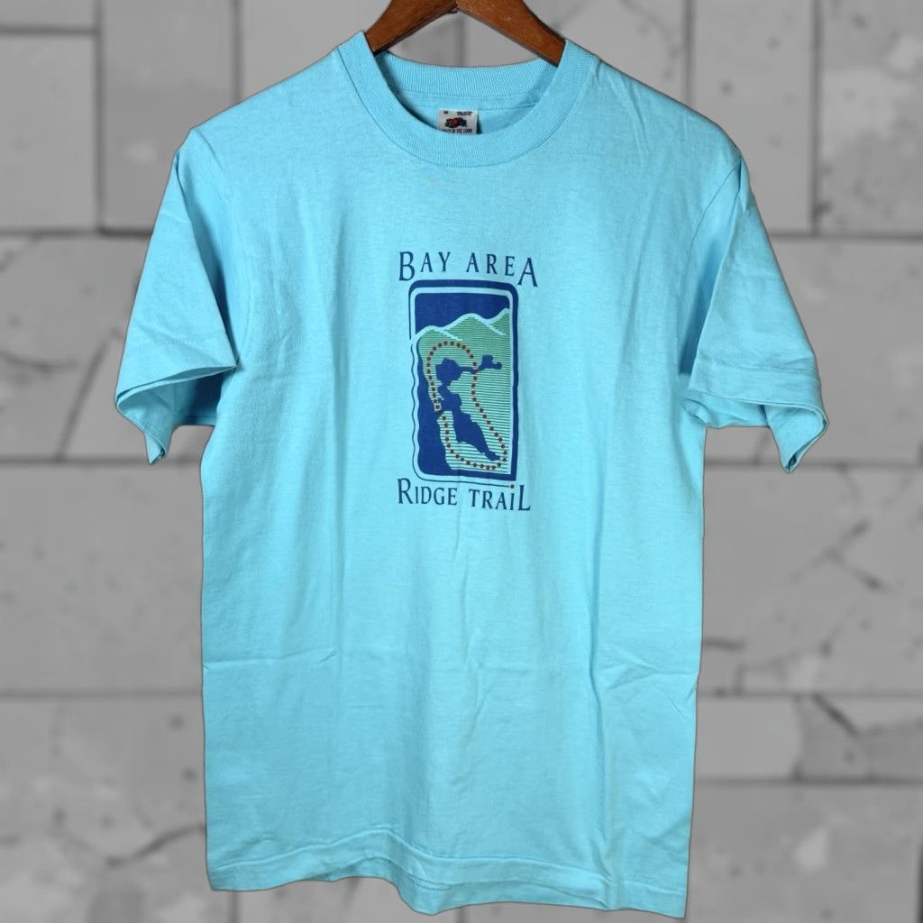Fruit Of The Loom VINTAGE Fruit of the Loom T-Shirt Men M Blue Bay Area Ridge Trail USA Graphic 90s Single Stitch Size US M / EU 48-50 / 2 - 1 Thumbnail