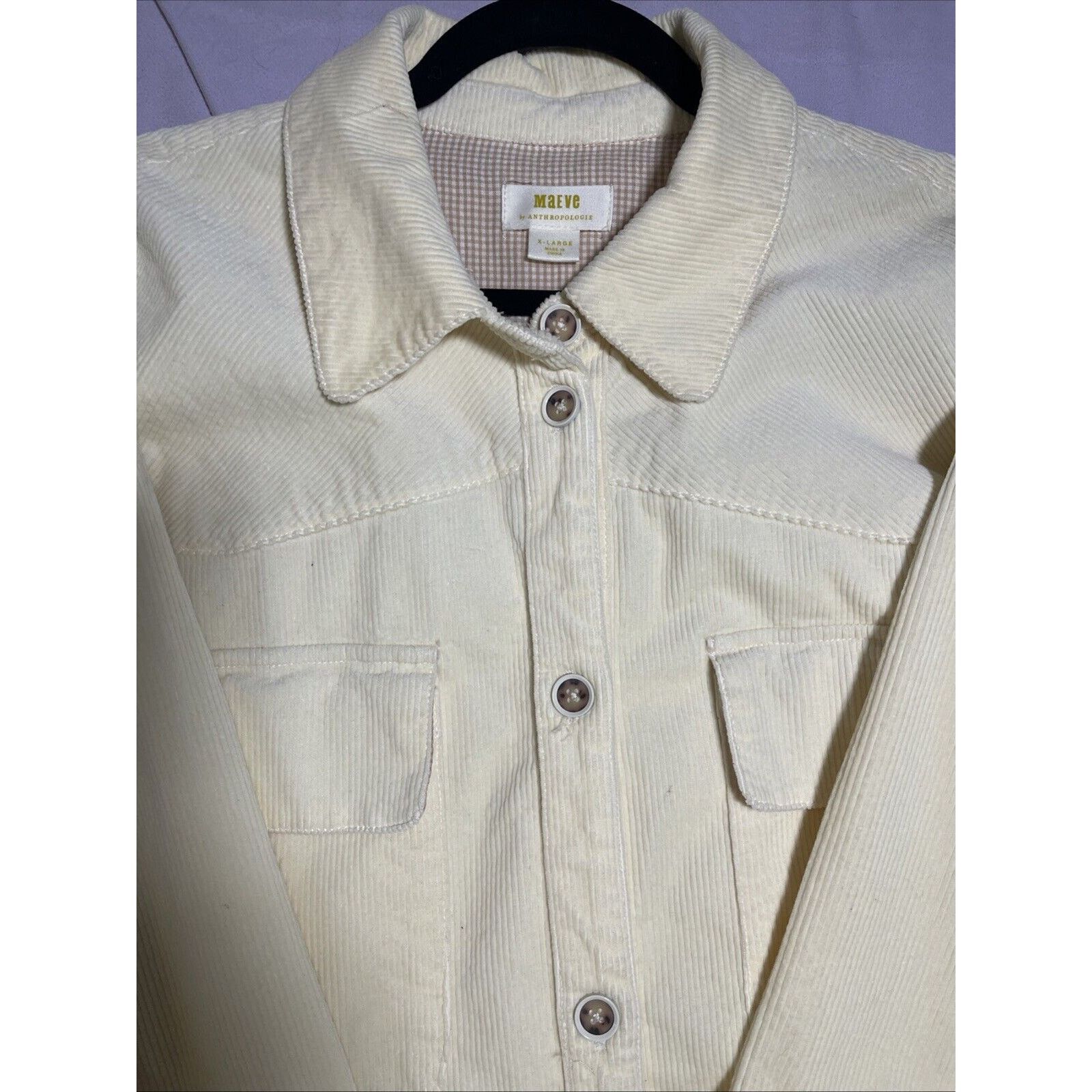Anthropologie Anthropologie Maeve Corduroy Cream Shirt Jacket Size XL Size XL / US 12-14 / IT 48-50 - 3 Thumbnail
