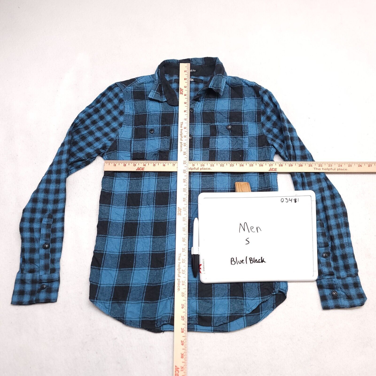 Carbon Carbon Buffalo Check Flannel Mens Size Small S Blue Black Size US S / EU 44-46 / 1 - 6 Thumbnail
