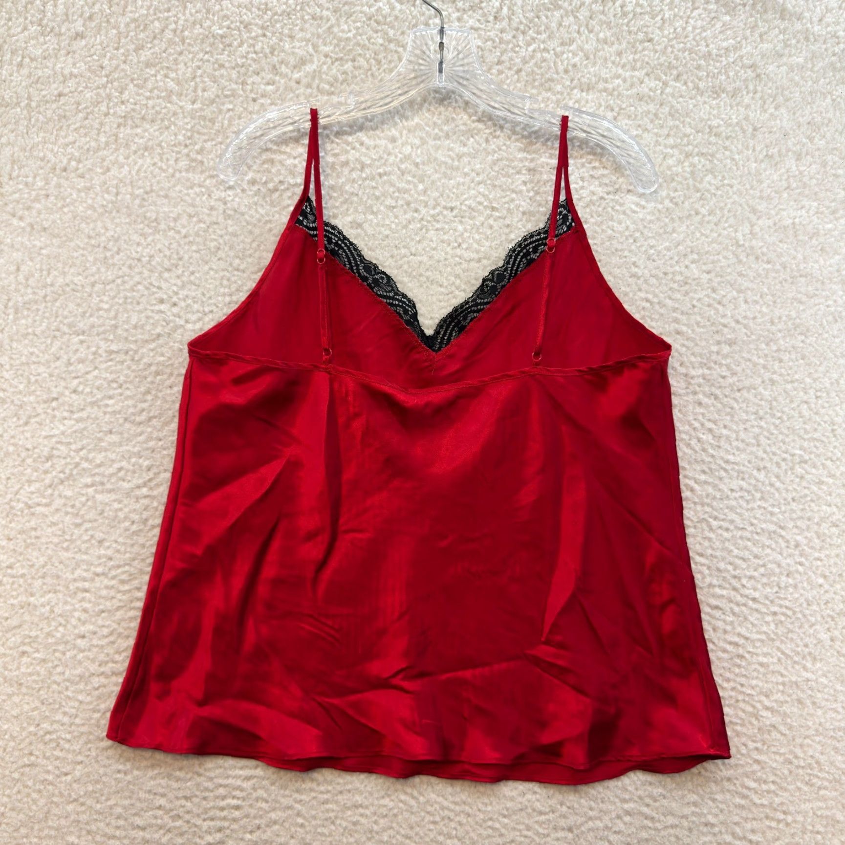 Vintage VINTAGE Y2K Secret Treasures Camisole Tank Top XL Red Satin Lace Size XL / US 12-14 / IT 48-50 - 2 Thumbnail