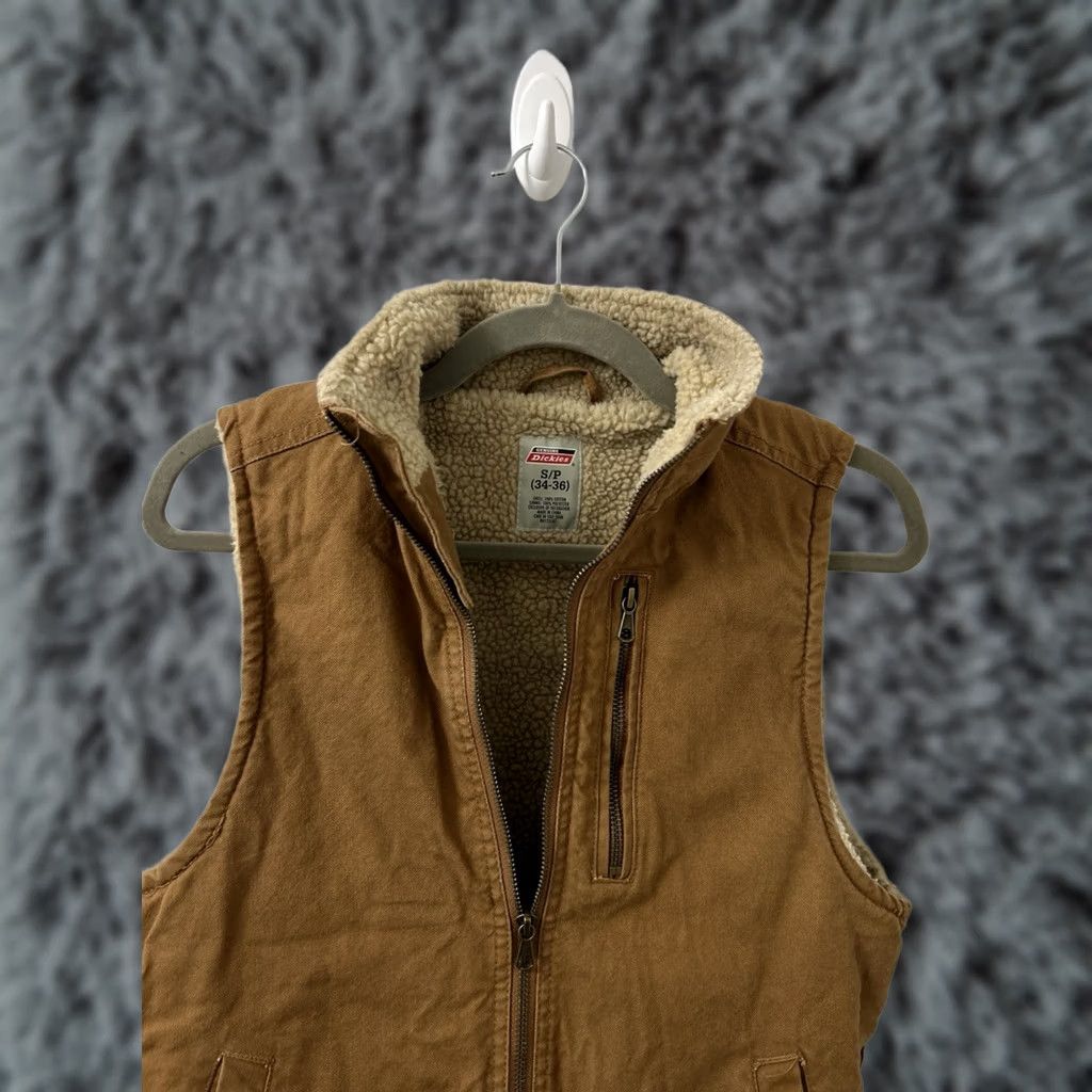 Dickies Dickies Vest Mens S Brown Duck Canvas Full Zip Lined Pockets Sherpa Insulated Workwear Jacket/Cotton Canvas Vest with Zipper Pockets Size US S / EU 44-46 / 1 - 1 Thumbnail
