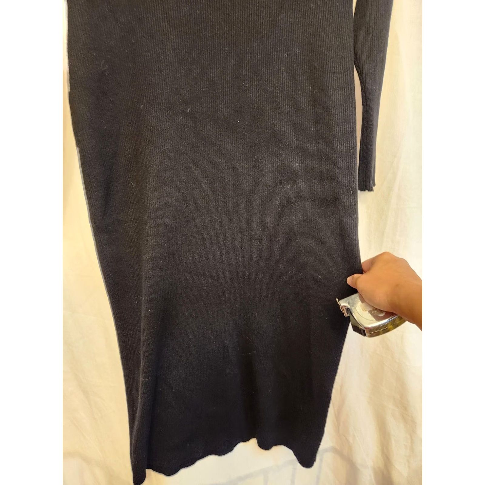 Vintage Lane Bryant Dress Wmn 18/20 Plus Size Black Lace Up V Neck Long Midi Knit Pullover Sweater Dress Womens Size XXL / US 16-18 / IT 52-54 - 6 Thumbnail