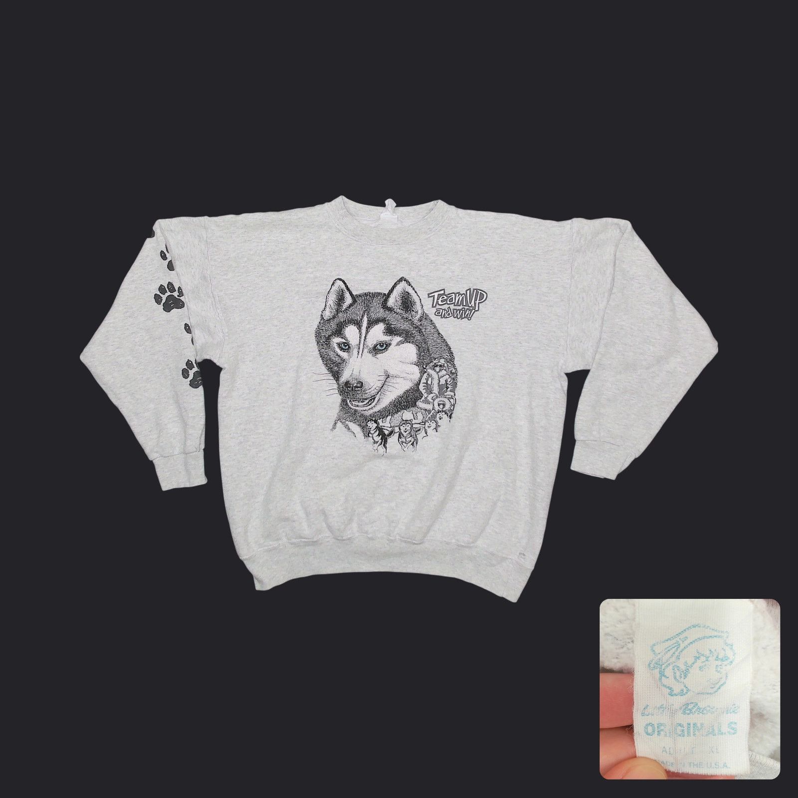 Vintage Vintage 90s Thrashed Boxy Husky Sled Dog Sweatshirt Size US XL / EU 56 / 4 - 1 Thumbnail