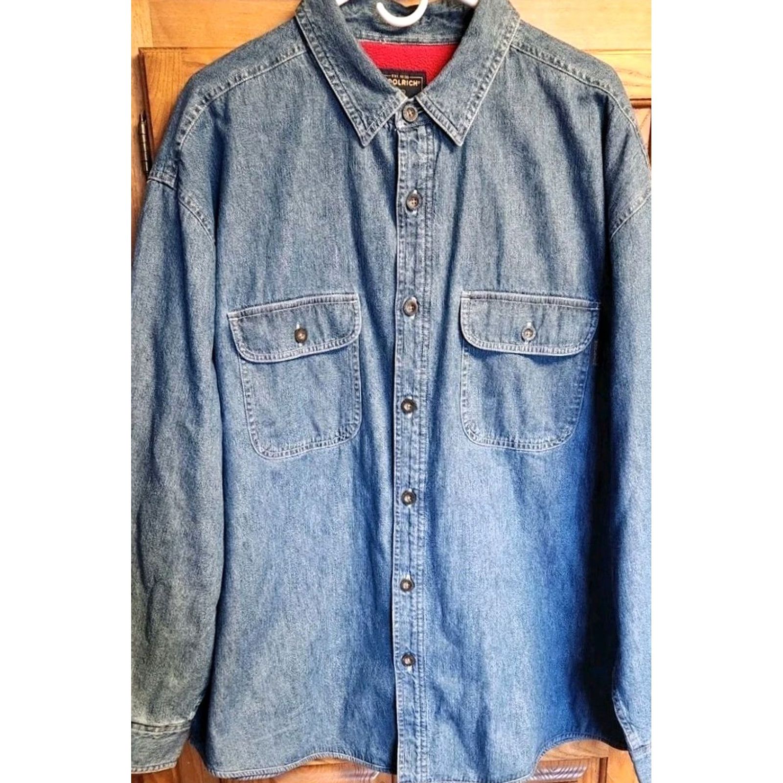 Vintage VINTAGE Woolrich Denim Shirt Jacket Men’s XL Blue Denim Fleece Lined Shacket Long Sleeve Button-Up Casual Retro Western City Stylish Mens Size US XL / EU 56 / 4 - 3 Thumbnail