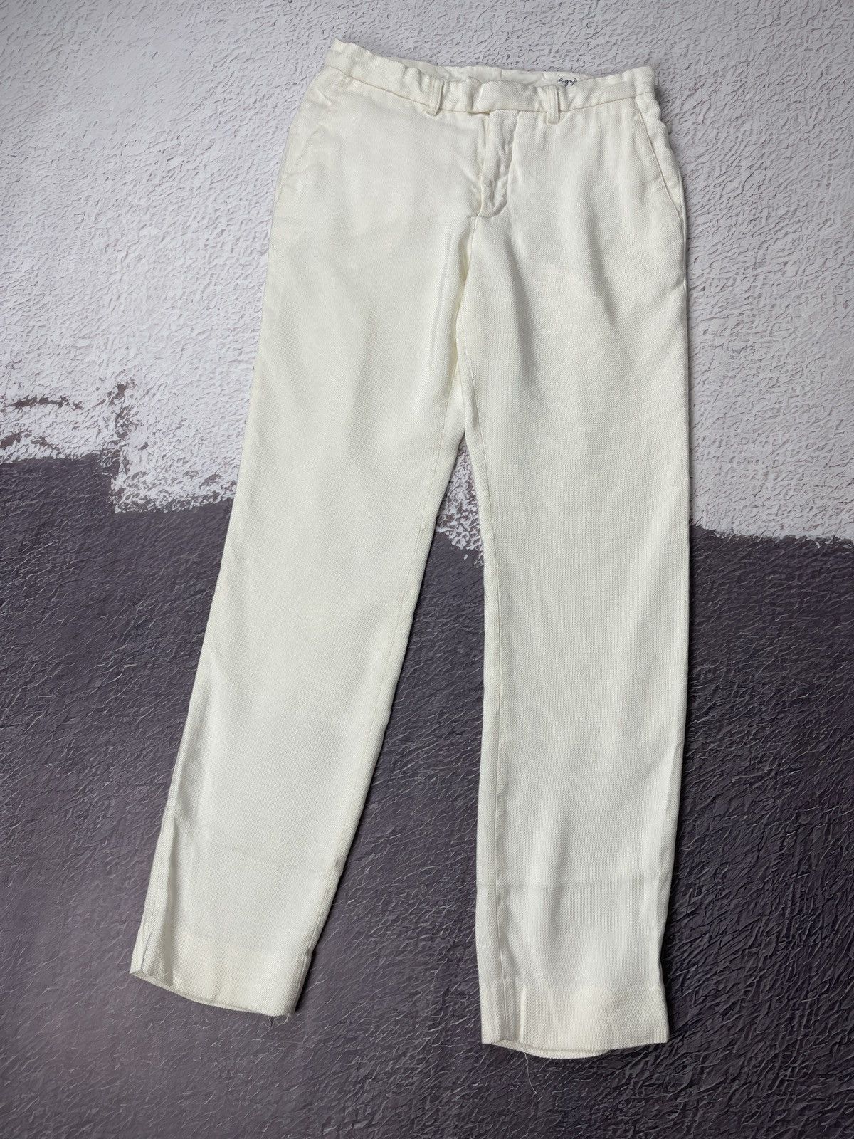 Agnes B. Homme Paris white rare casual pants silk cotton