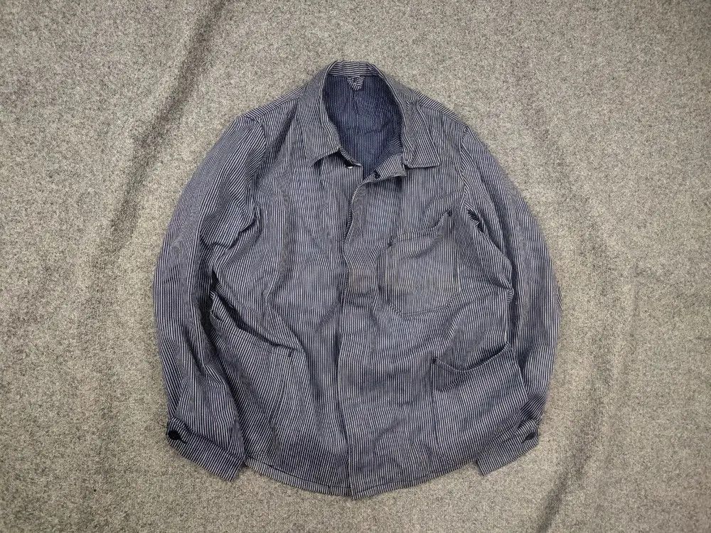 Vintage Vintage 60's French sanforized work striped Chore Jacket Size US L / EU 52-54 / 3 - 1 Thumbnail