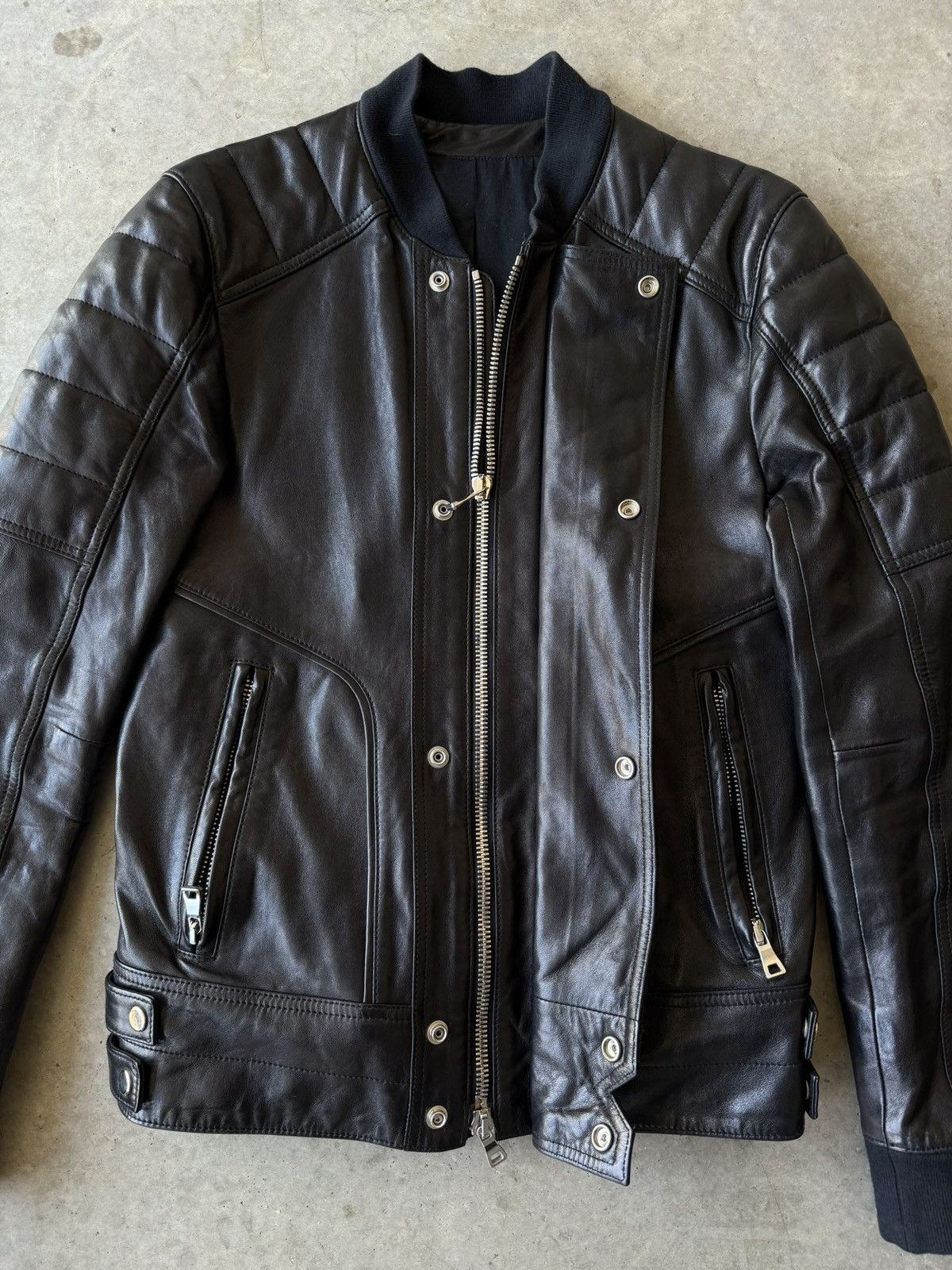 Balmain Balmain SS15 Lamb Leather Quilted Moto Jacket Size US M / EU 48-50 / 2 - 5 Thumbnail