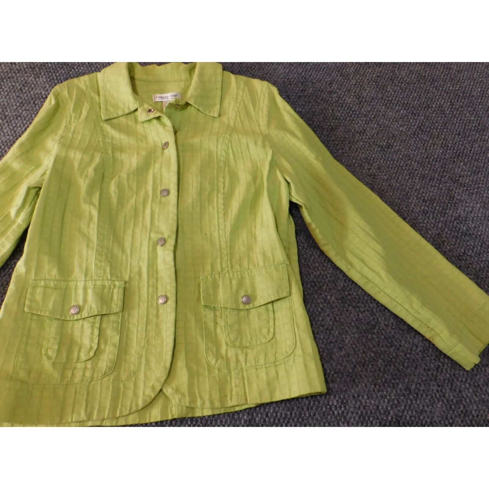 Coldwater Creek Coldwater Creek Jacket Women 10 Green Long Sleeve Button Snap Collared Cotton Casual Modern Basics Size L / US 10 / IT 46 - 3 Thumbnail