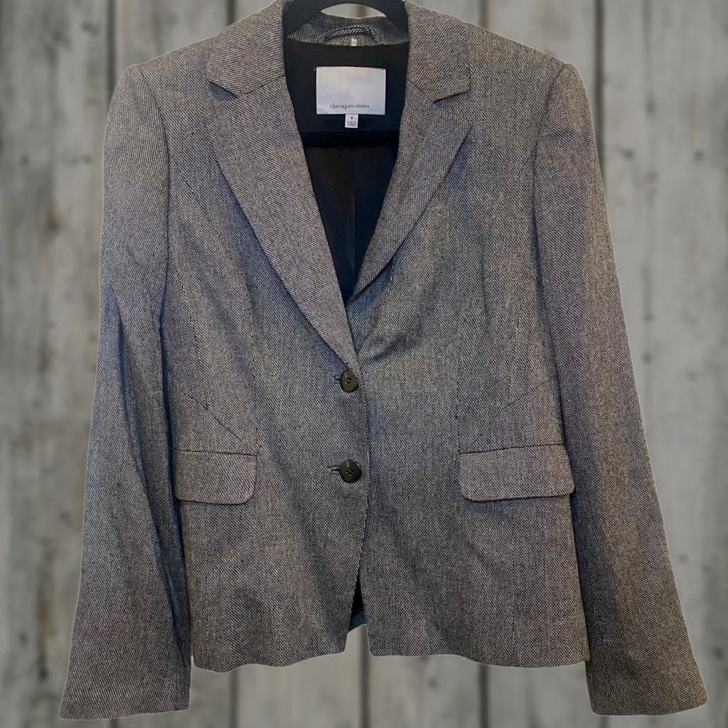 Vintage VINTAGE Classiques Entier Blazer Women 8 Wool Black White Lightweight Padded Collared Blazer Size M / US 6-8 / IT 42-44 - 1 Thumbnail