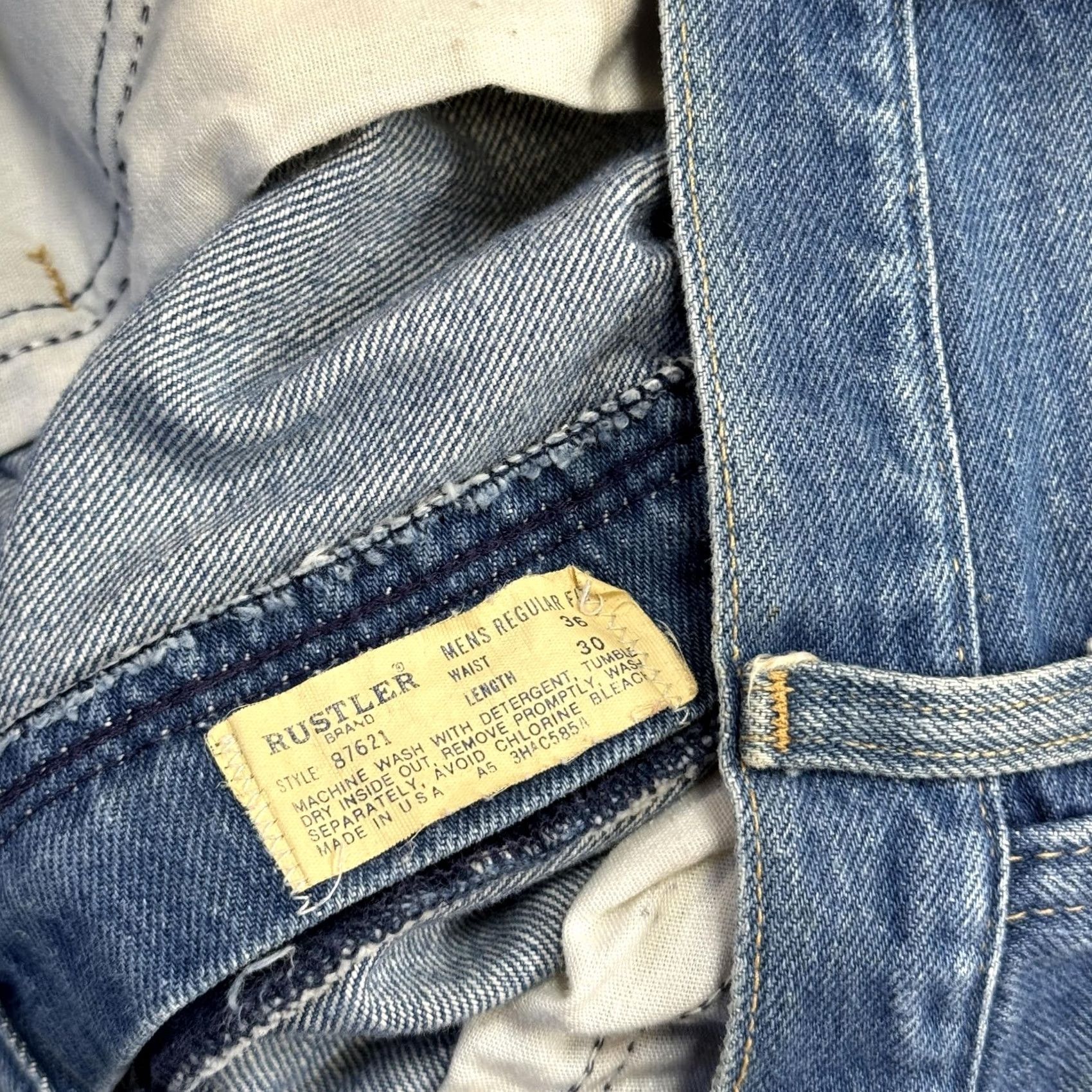 Denime Rustler Jeans Mens 30x30 Blue Denim Regular Fit Straight Leg Zip Fly Jeans Size US 30 / EU 46 - 5 Thumbnail