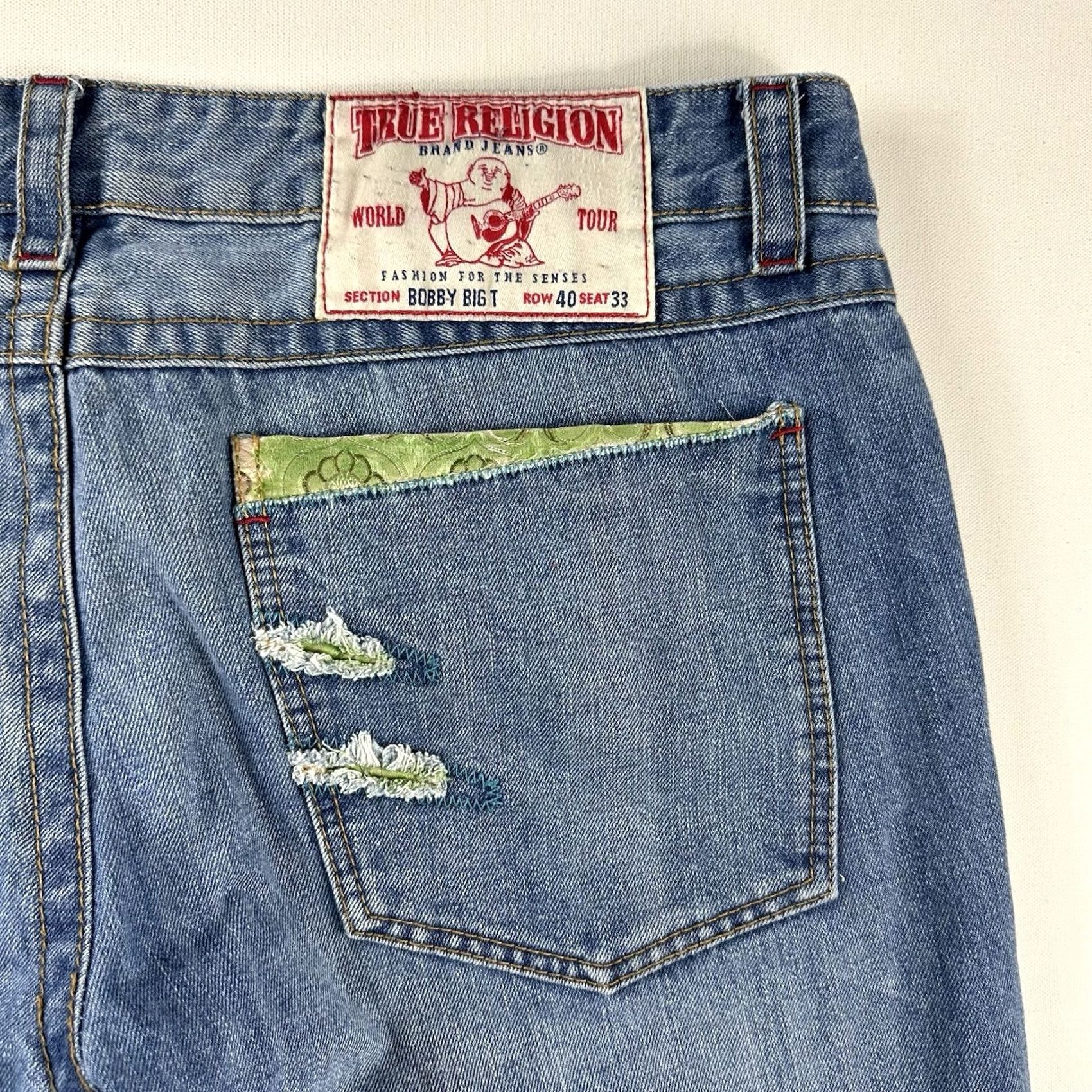 True Religion True Religion Jeans Bobby Big T Distressed 40x33 Baggy Hip Hop Blue Jeans Mens 5-Pocket Denim Distressed Logo World Tour Size US 40 / EU 56 - 7 Thumbnail
