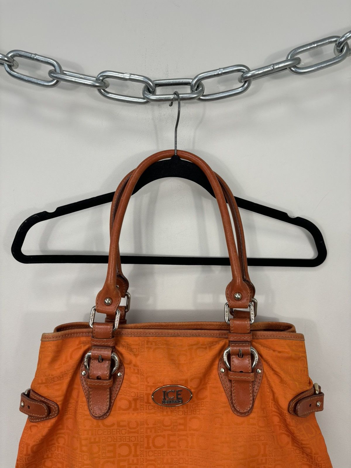 Iceberg Iceberg Vintage Designer Rare Orange Canvas Leather Tote Bag Size ONE SIZE - 2 Thumbnail