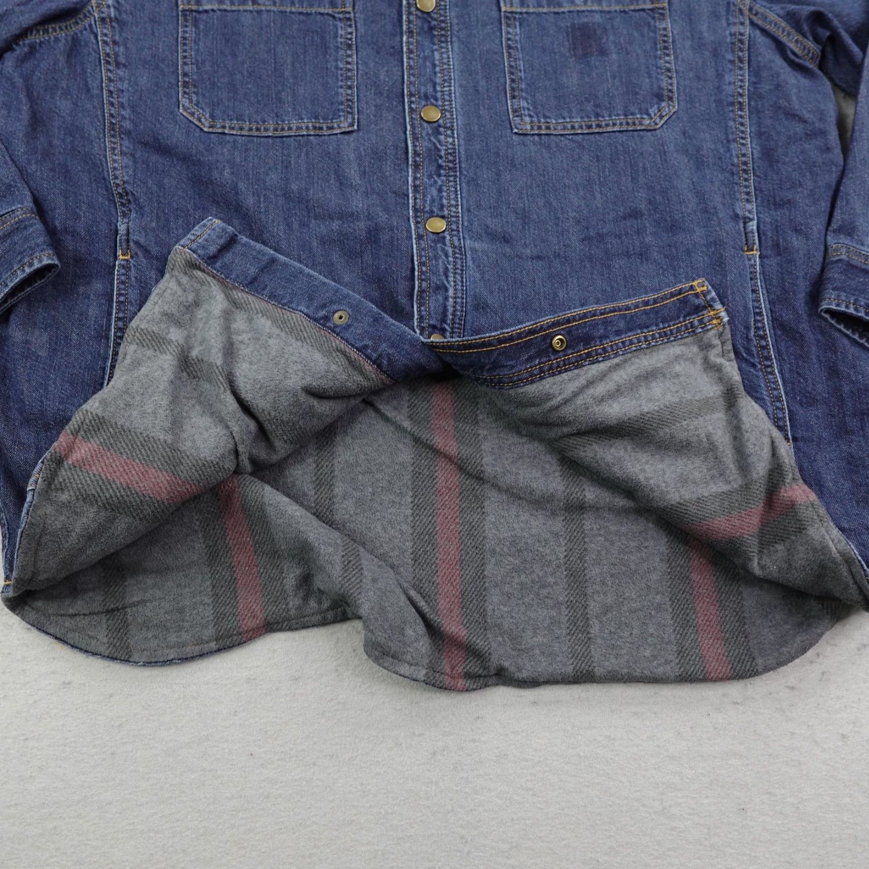 Carhartt Carhartt Jacket XL Blue Denim Relaxed Fit Fleece Lined Snap Shirt Jac Shacket Size US XL / EU 56 / 4 - 5 Thumbnail