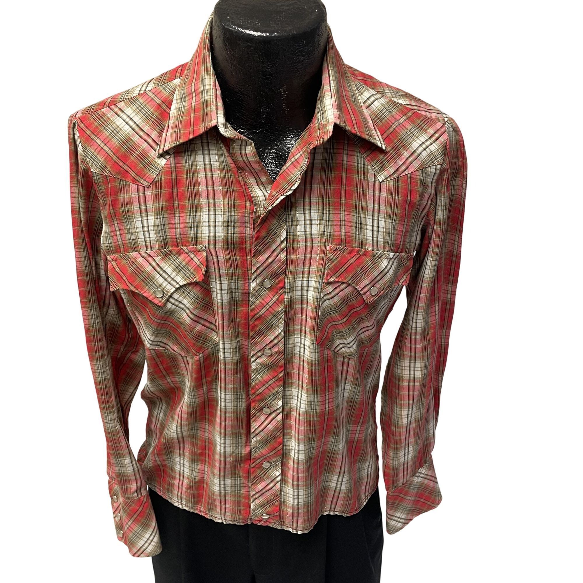Other Vtg The Hustlers Red SPARKLE PLAID Cowboy Western Shirt Size US S / EU 44-46 / 1 - 1 Thumbnail