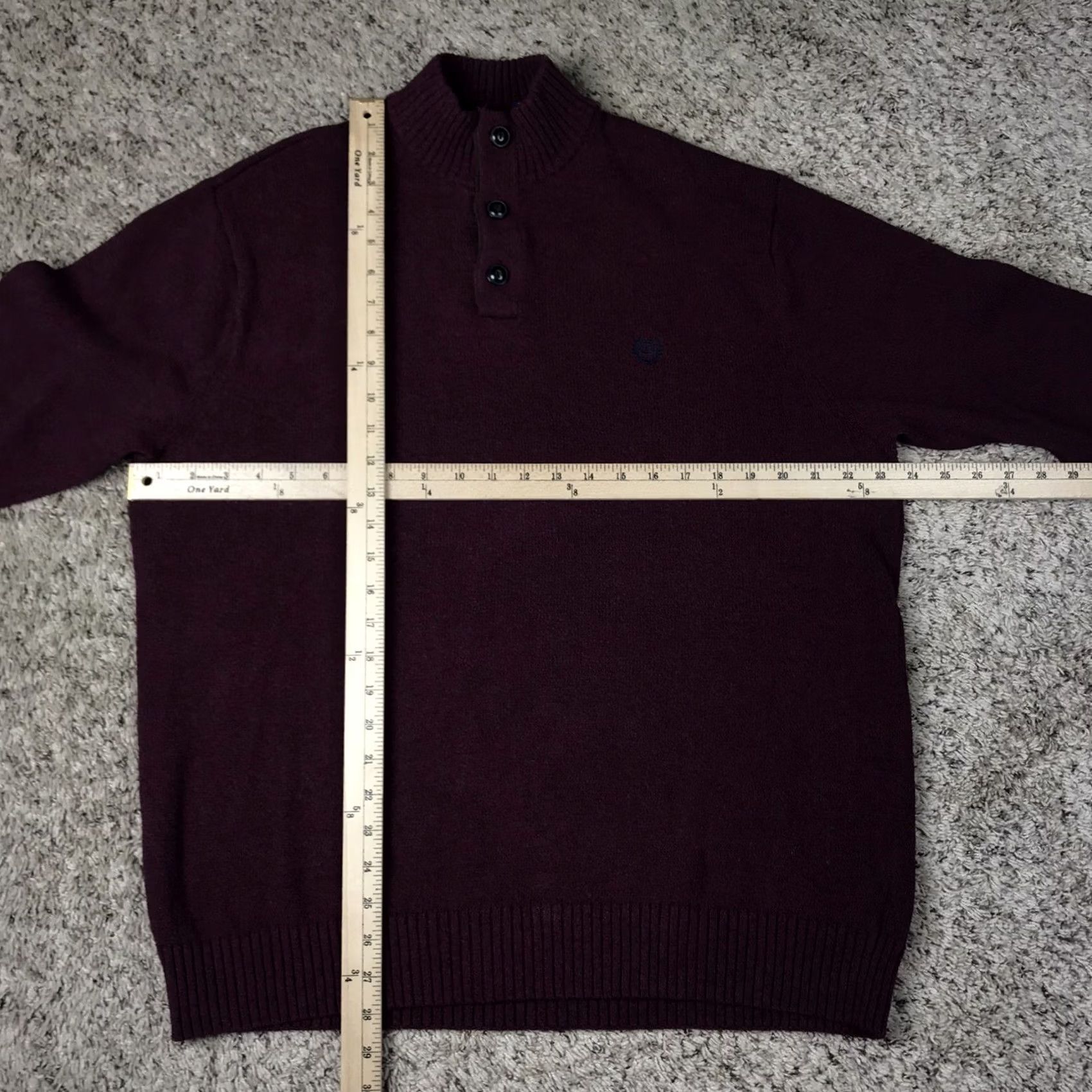 Chaps Chaps Mens Pullover Sweater XL Burgundy Embroidered Logo Elbow Patches Knit Henley Long Sleeve Shirt Style Size US XL / EU 56 / 4 - 5 Thumbnail