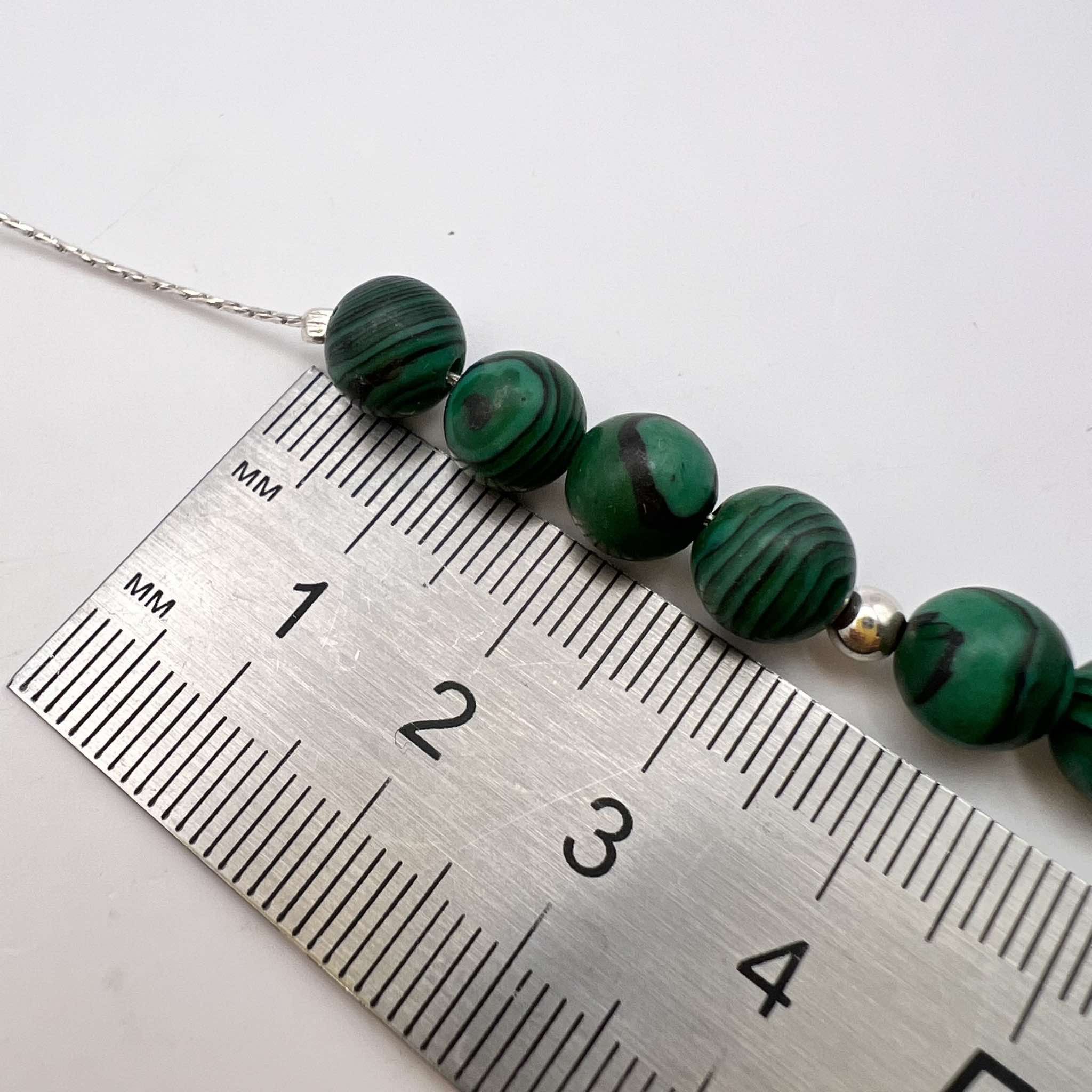Vintage Vintage Sterling Silver Necklace Beaded Natural Malachite Size ONE SIZE - 8 Thumbnail