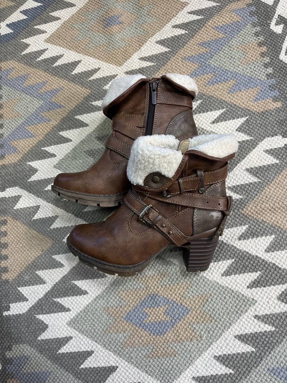 Mustang Y2K Brown Leather Boots Wmns Size 37 Avant-Garde