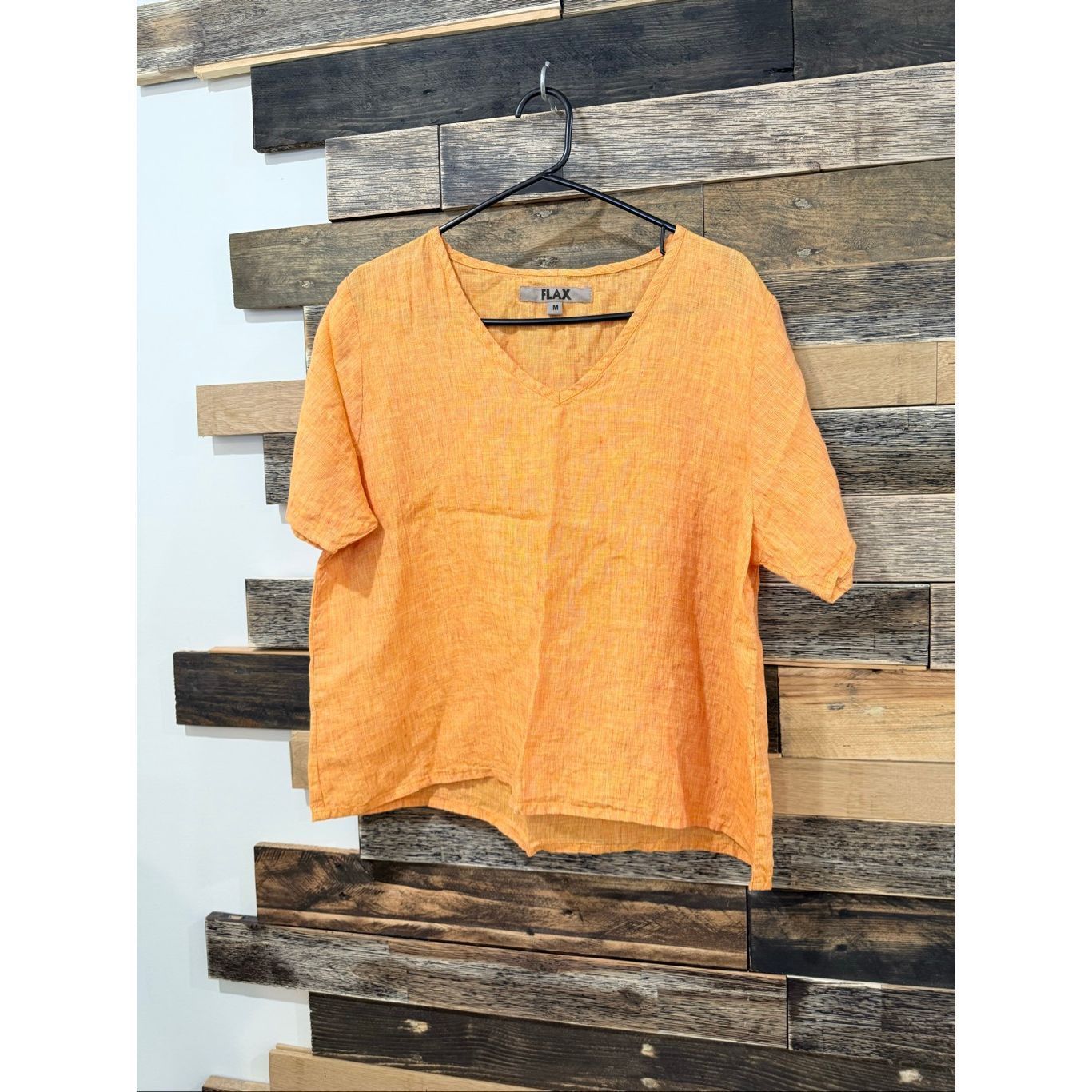 FLAX Flax orange linen short sleeve top v neck size medium Size M / US 6-8 / IT 42-44 - 2 Thumbnail