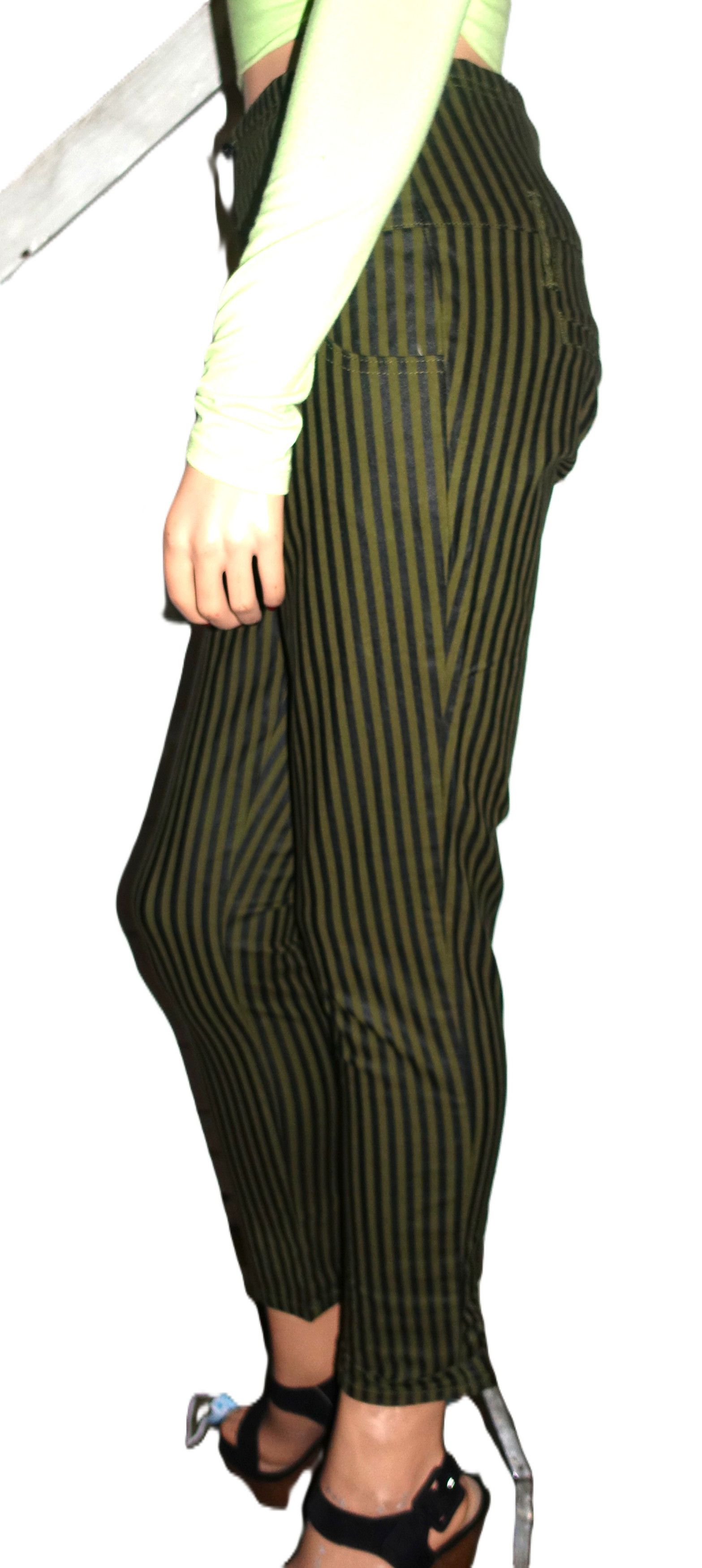 Other Spoon Jeans Green Black Striped Pants 7 Size 28" / US 6 / IT 42 - 4 Thumbnail