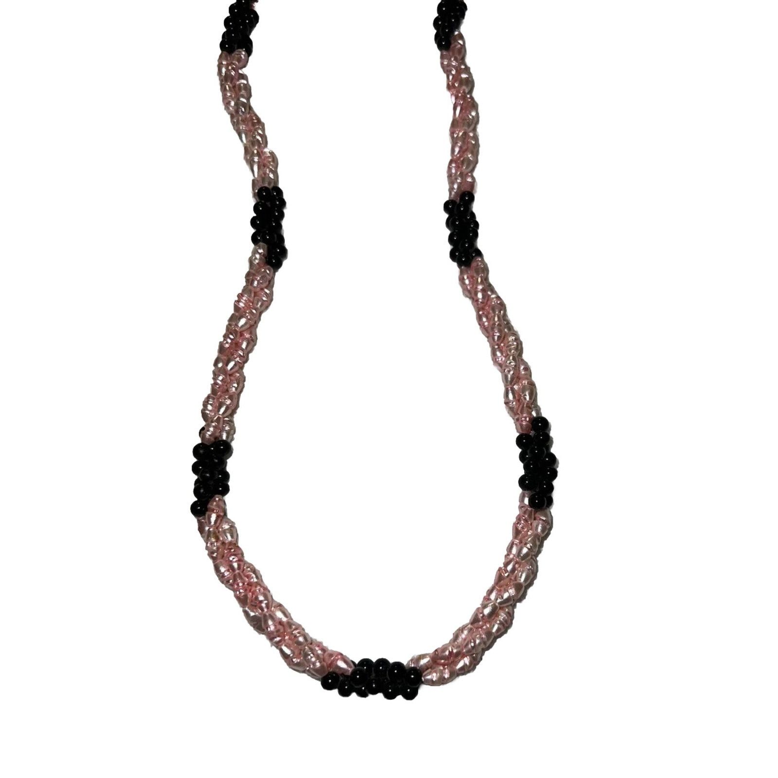 Unknown London Vintage Triple Strand Necklace Pink & Black Size ONE SIZE - 1 Thumbnail