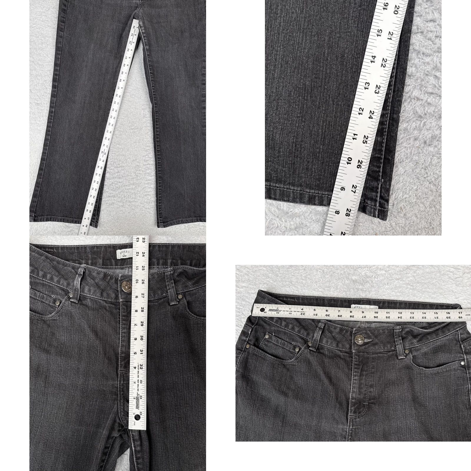 Lee Riders by Lee Jeans Womens 14P Gray Bootcut 34x28 Mid Rise Denim Stretch 5-Pocket Zipper Button Size 36" / US 14 / IT 50 - 8 Thumbnail