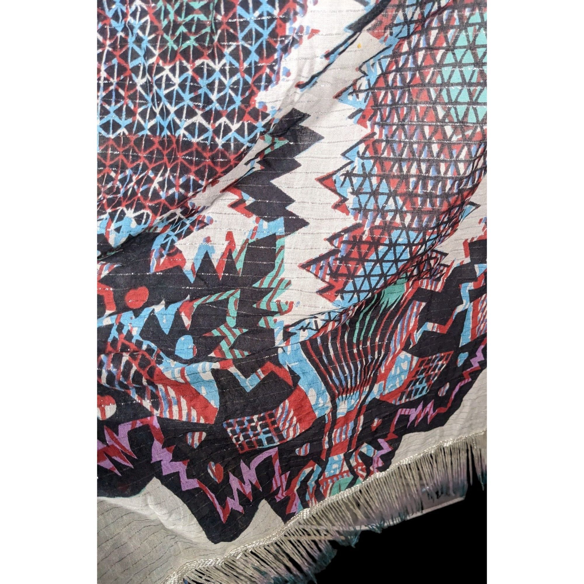 Topshop Topshop Southwestern Abstract Rainbow Ombre Fringe Scarf Size ONE SIZE - 3 Thumbnail