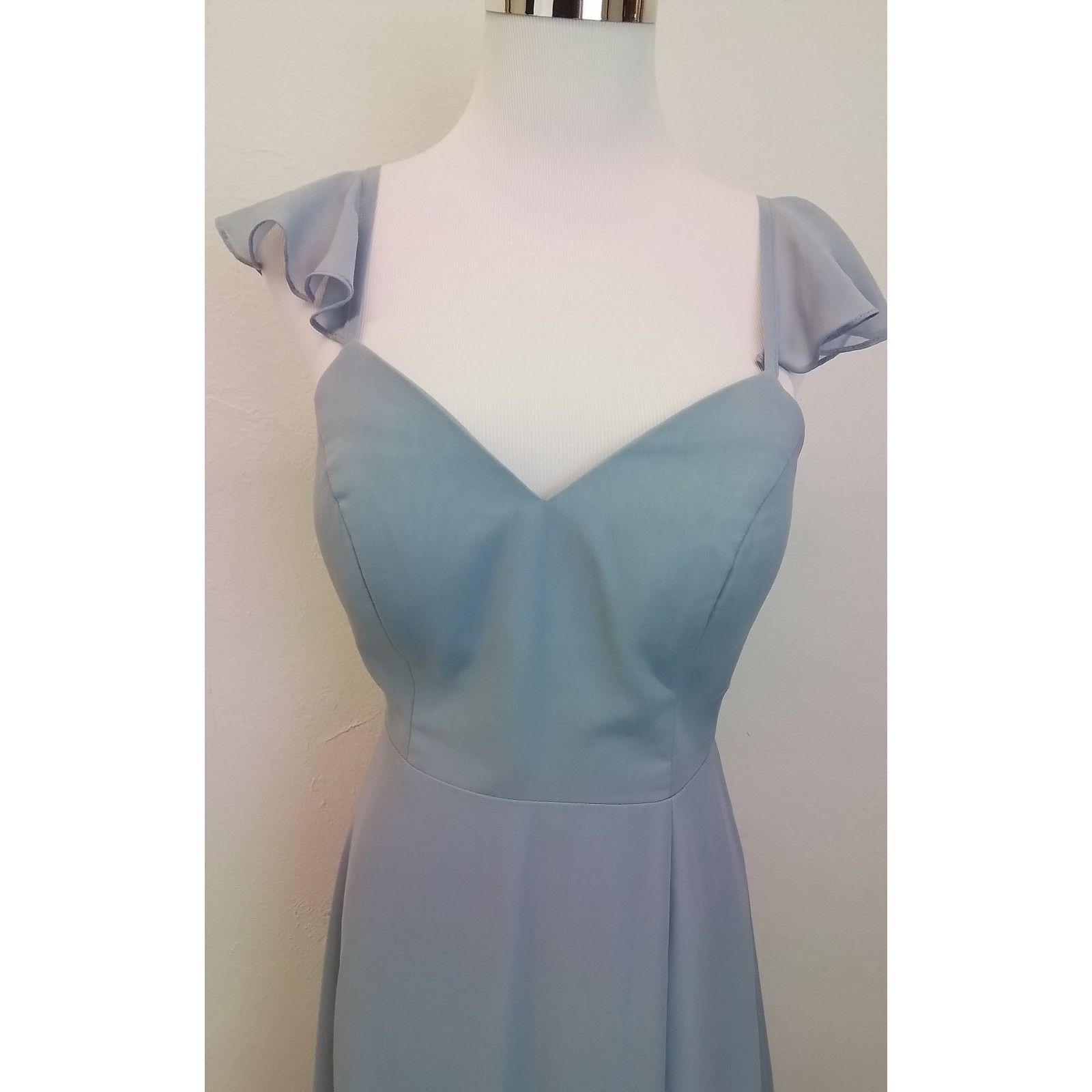 Other Azazie Ruffle Formal A-Line Dress Women's 8 Blue Bridesmaid Size M / US 6-8 / IT 42-44 - 4 Thumbnail