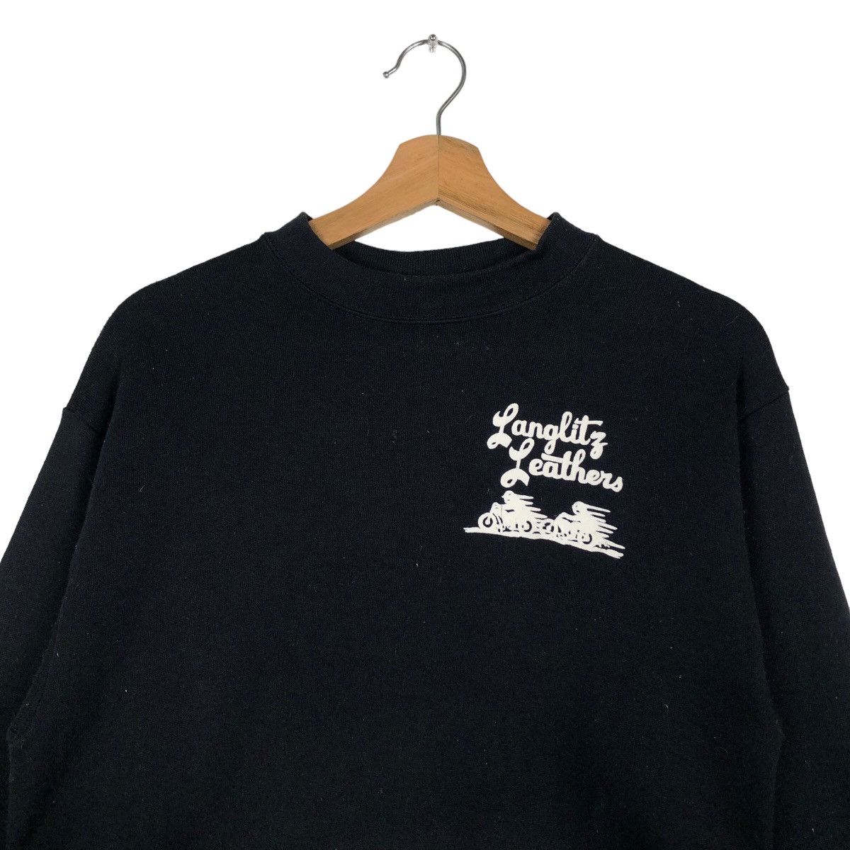 Japanese Brand Vintage Sweatshirt Langlitz Leather Usa Cafe Racer Big Logo Size US S / EU 44-46 / 1 - 2 Thumbnail