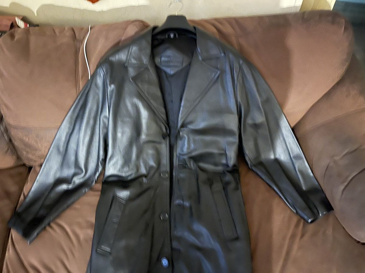 Bostonian Bostonian Men's Black Belted Full Length Leather Coat Sz.M Size US M / EU 48-50 / 2 - 10 Thumbnail
