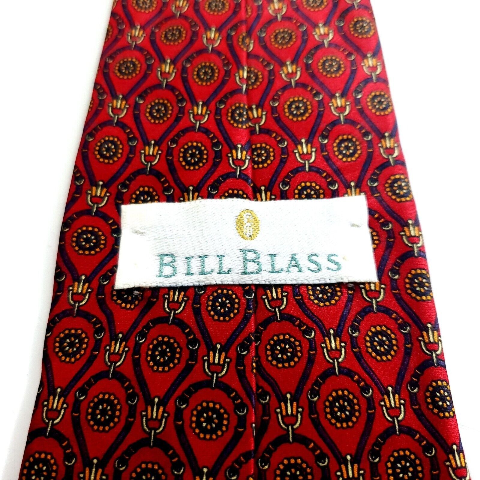 Bill Blass Bill Blass Red Floral Print Short Silk Tie Size ONE SIZE - 3 Thumbnail