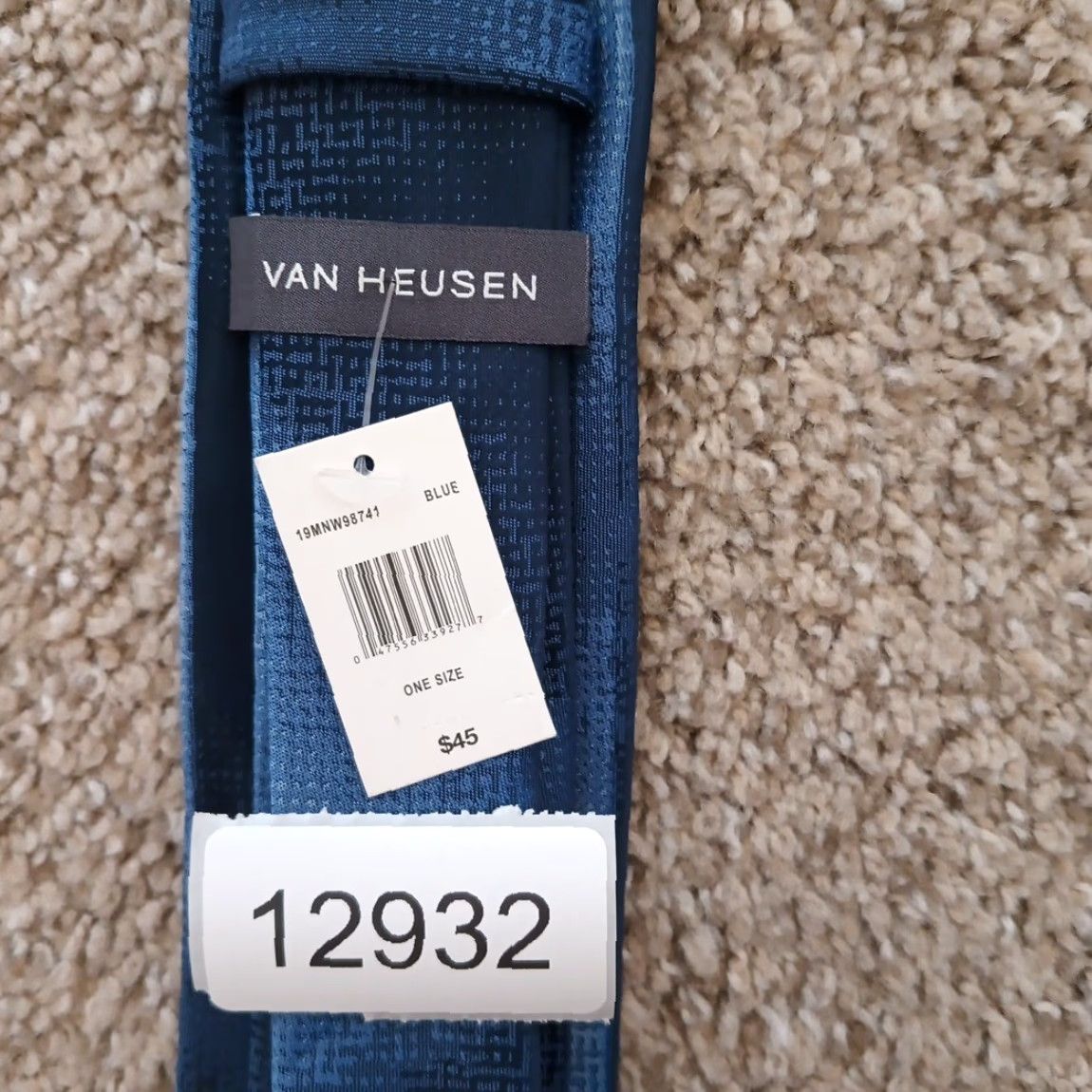Van Heusen Van Heusen Tie Necktie Blue Geometric One Size Polyester Men Travel Vintage No (57"-60") Size ONE SIZE - 6 Thumbnail